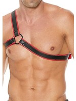 Ouch! Gladiator harness with armband leather black/red OneSize