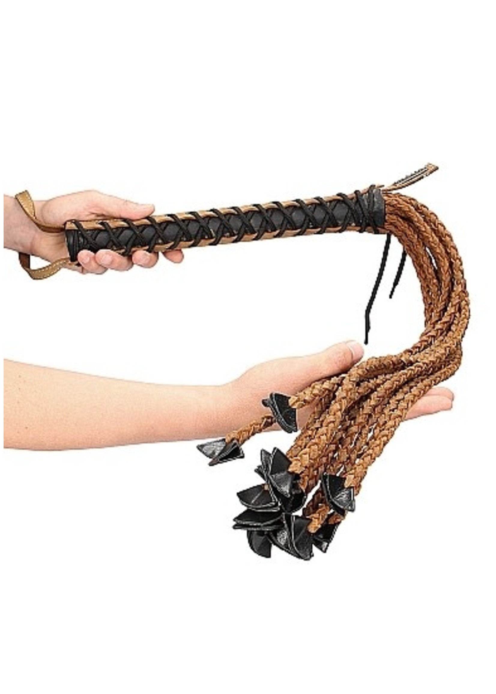 Pain by Shots Braided 22 tails with 12 handle Italian Leather brown