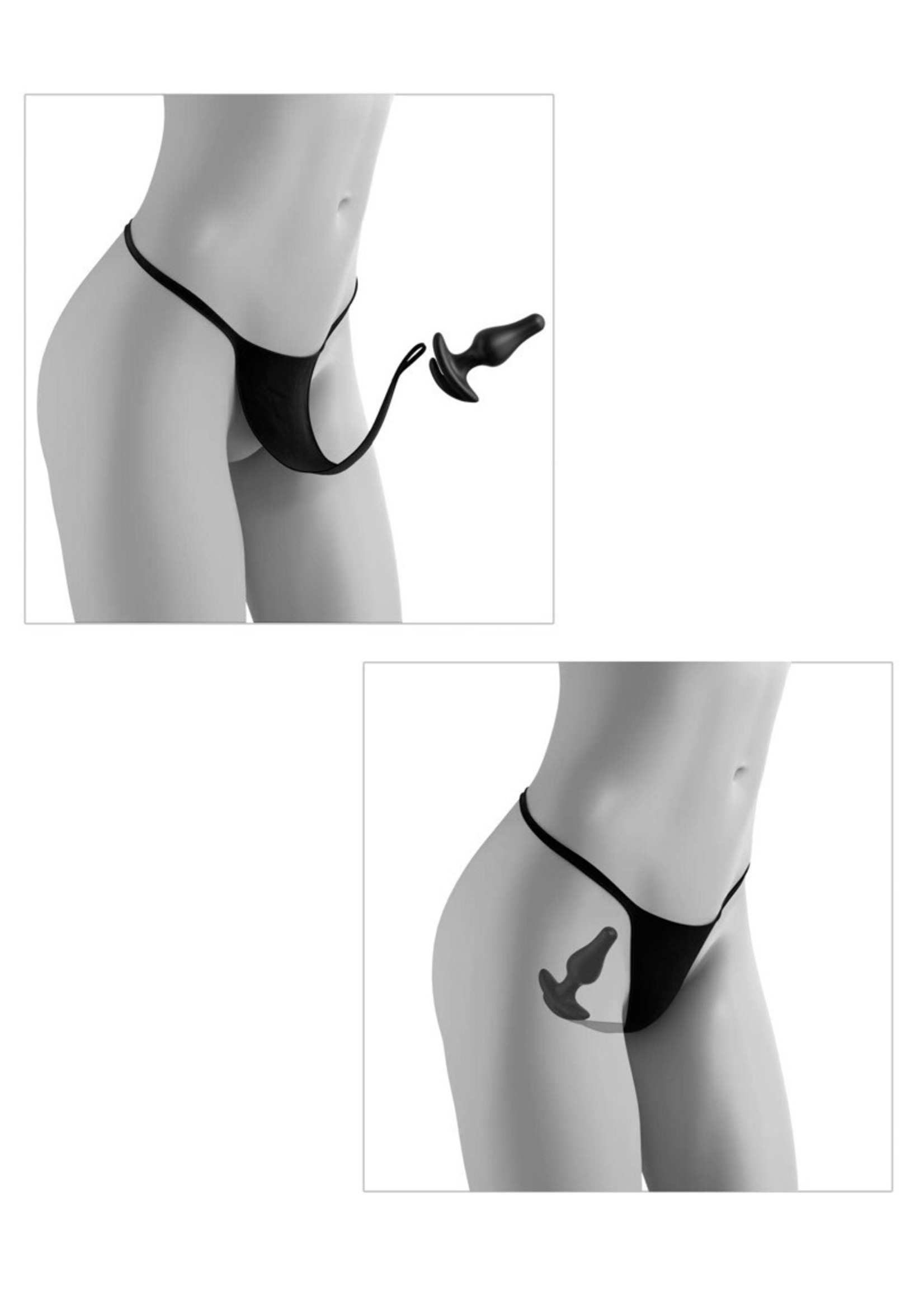 Panties with stimulating plug black OneSize Queen