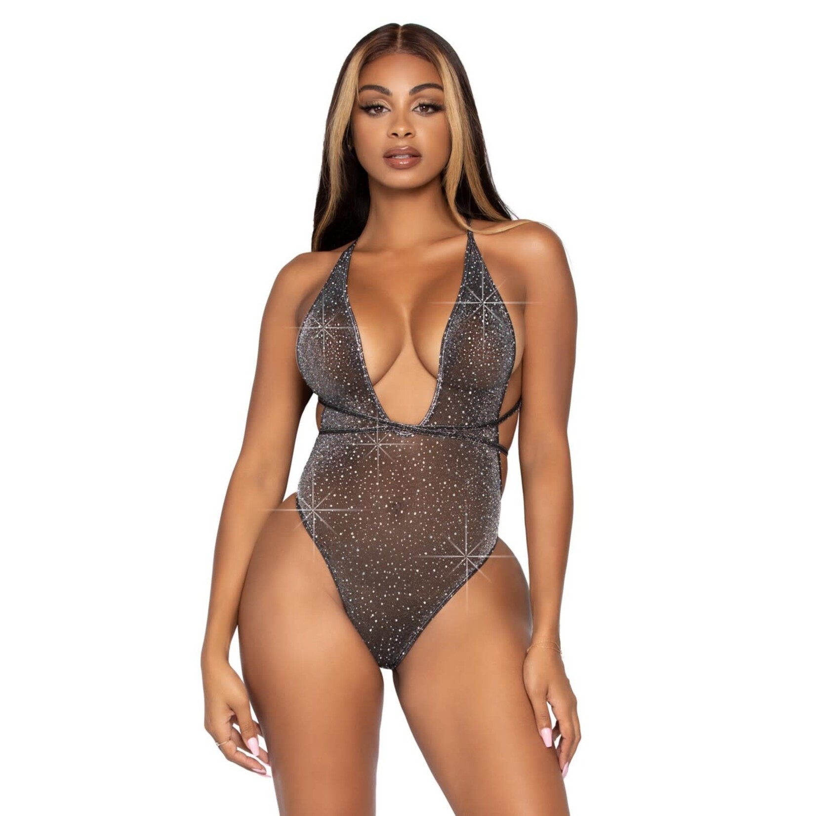 Leg Avenue Lurex & rhinestone teddy OneSize