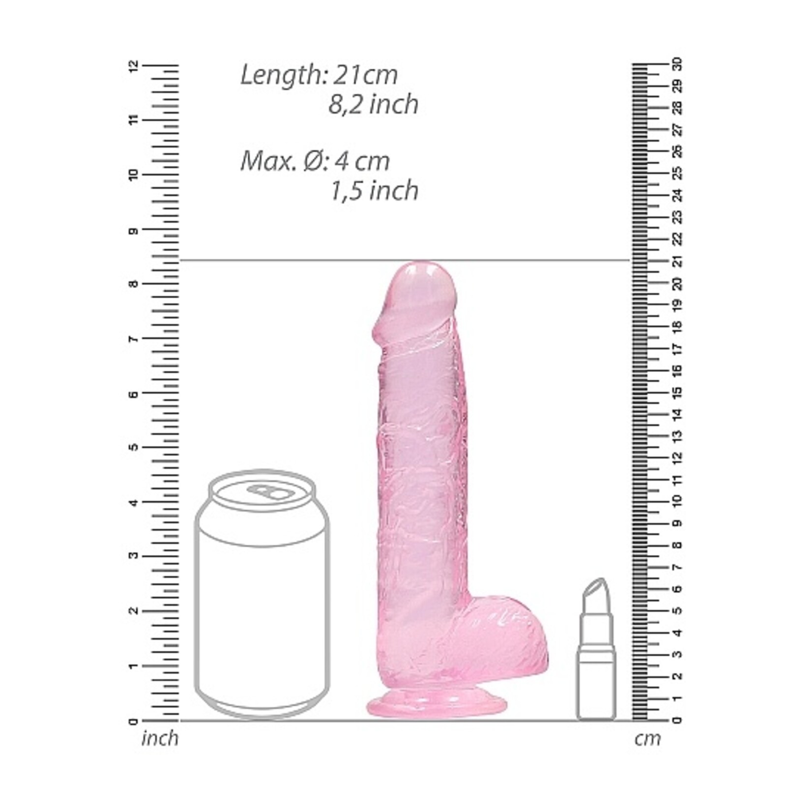 Realrock by Shots Realistic dildo with balls  8" pink