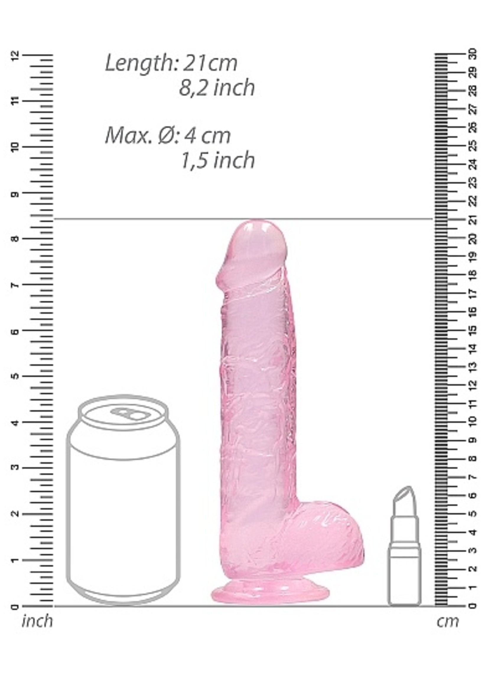 Realrock by Shots Realistic dildo with balls  8" pink