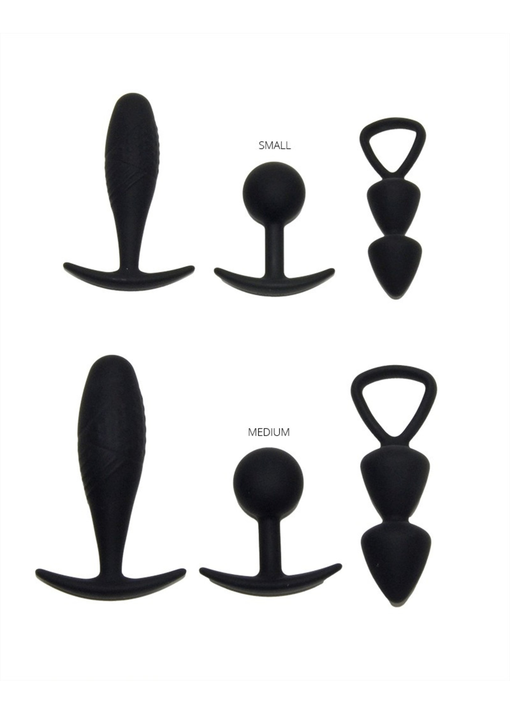 Rimba Set of butt plugs maat M - zwart