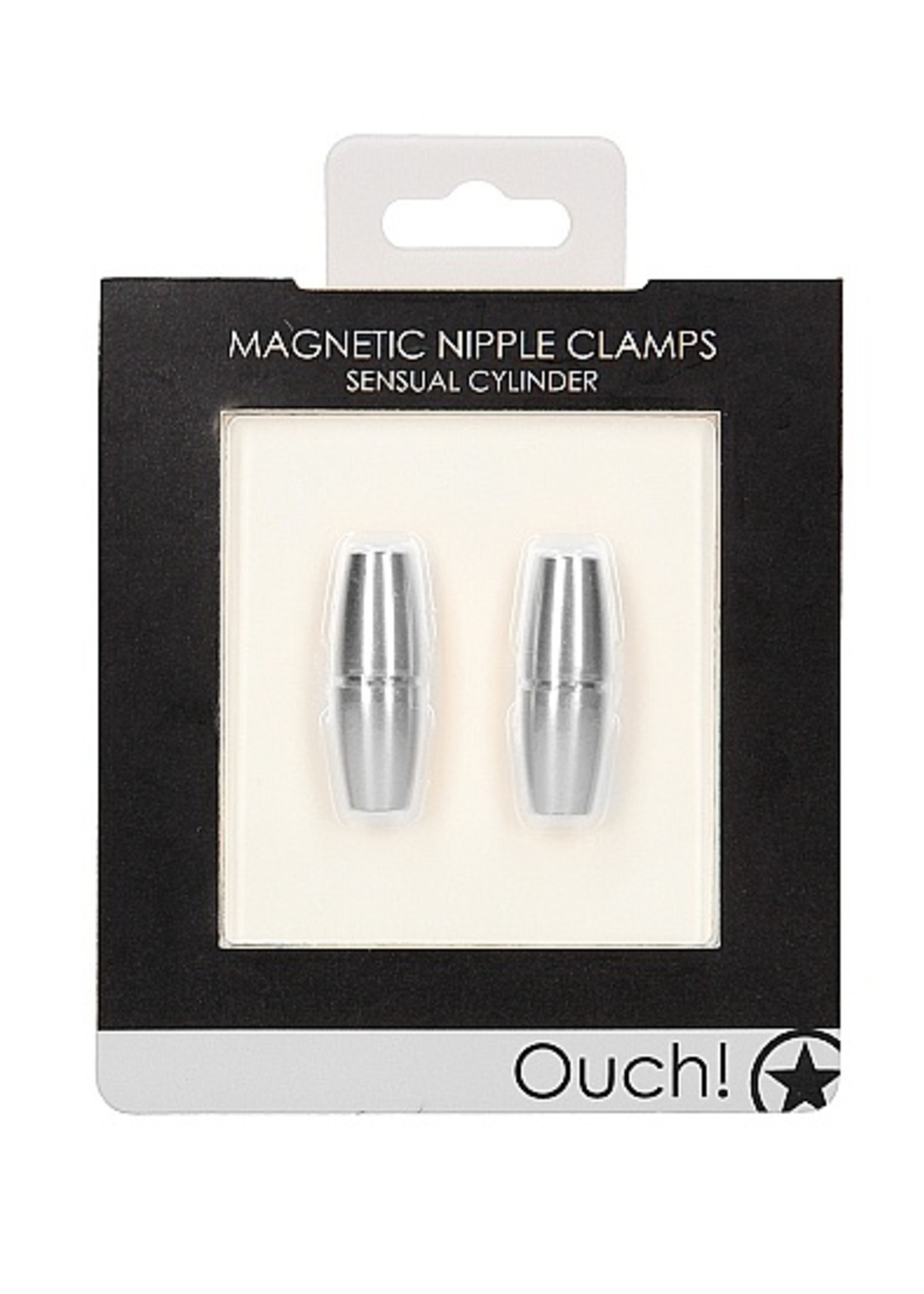 Ouch! Magnetic Nipple Clamps - Sensual Cylinder - Silver