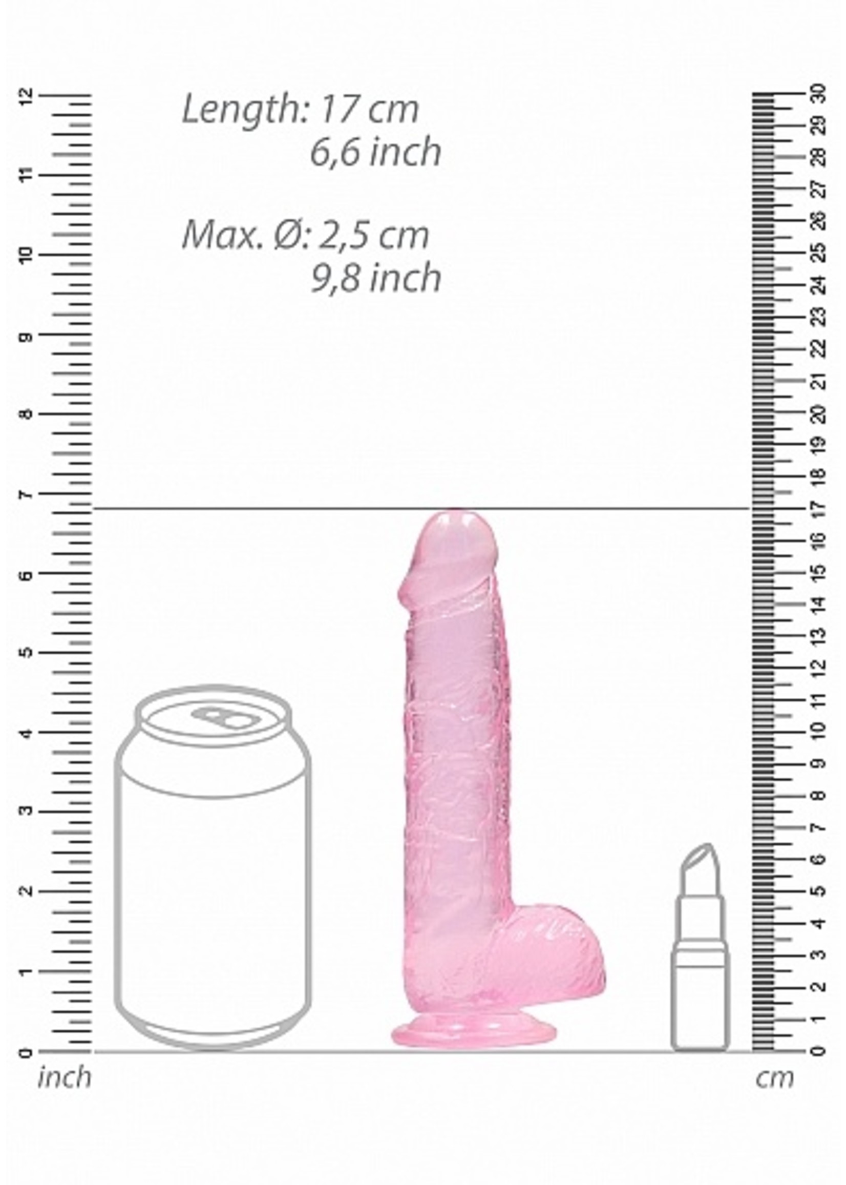 Realrock by Shots Realistic dildo with balls 6" pink