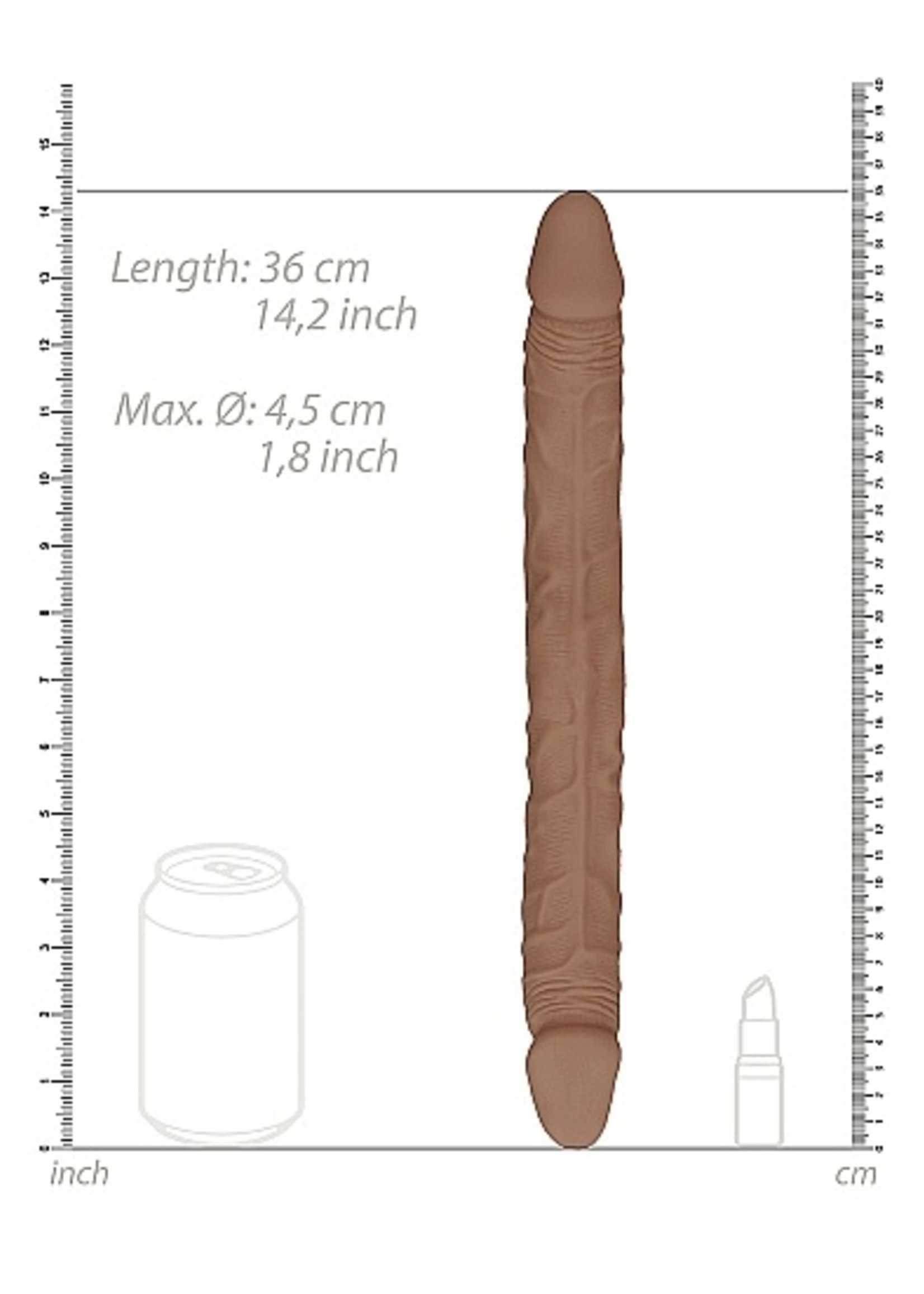Realrock by Shots Double Dong 14'' - Tan