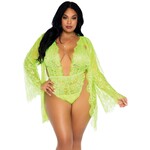 Leg Avenue Floral lace teddy & robe - plus size