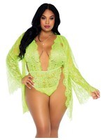 Leg Avenue Floral lace teddy & robe - plus size