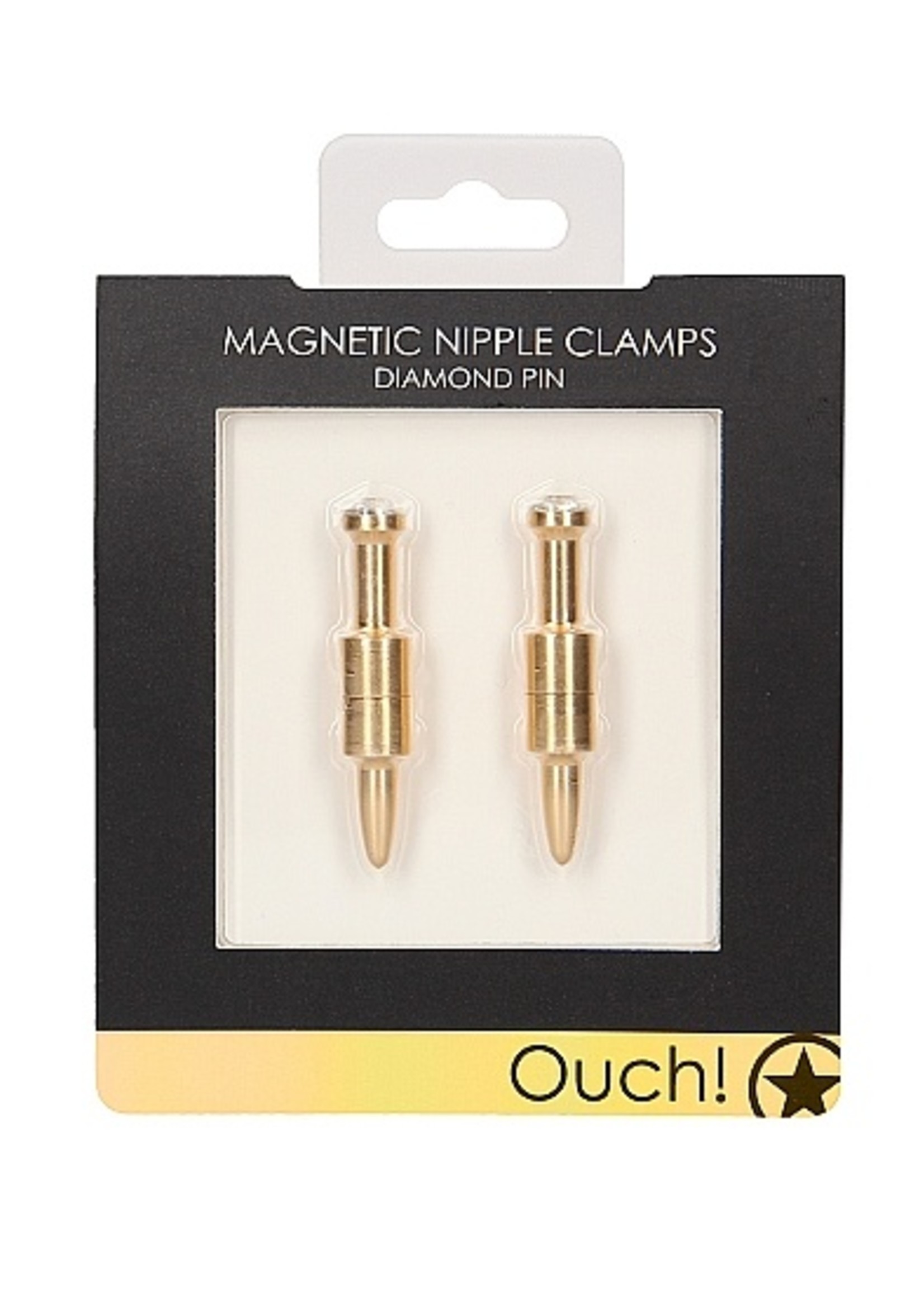 Ouch! Magnetic Nipple Clamps - Diamond Pin - Gold