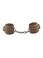 Ouch! Leather hand cuffs - brown