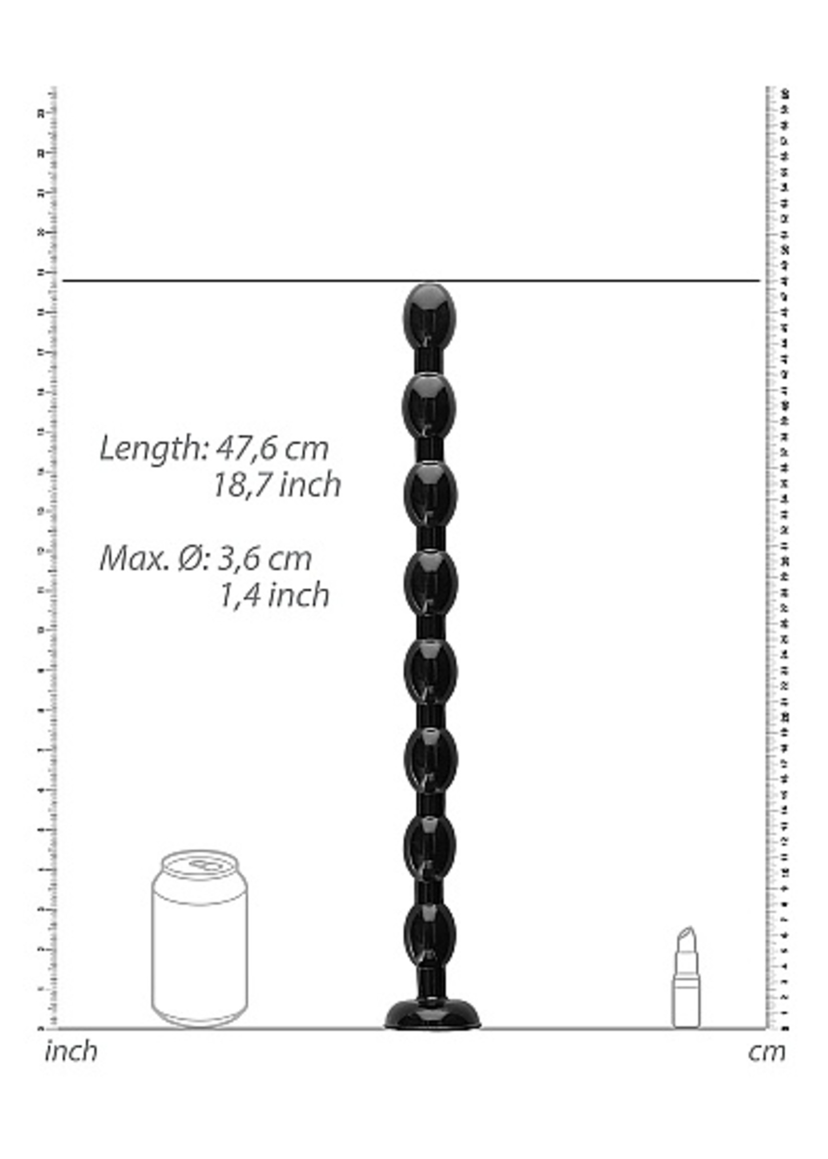 Ouch! Ass snake beaded dildo 50 cm - Black