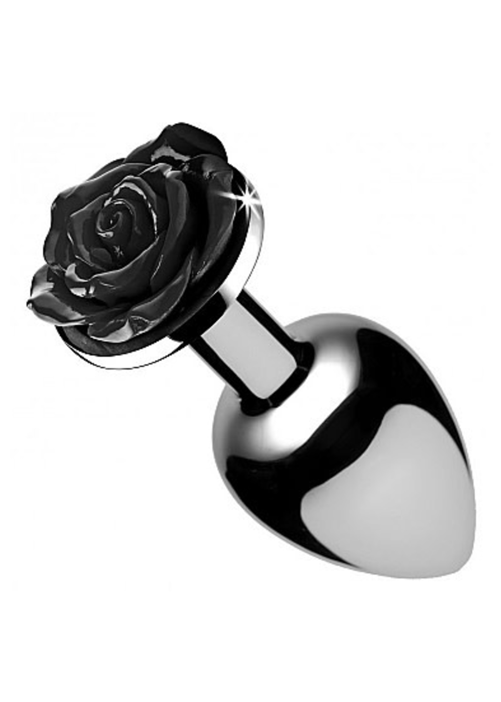 XR Brands Black rose butt plug medium black