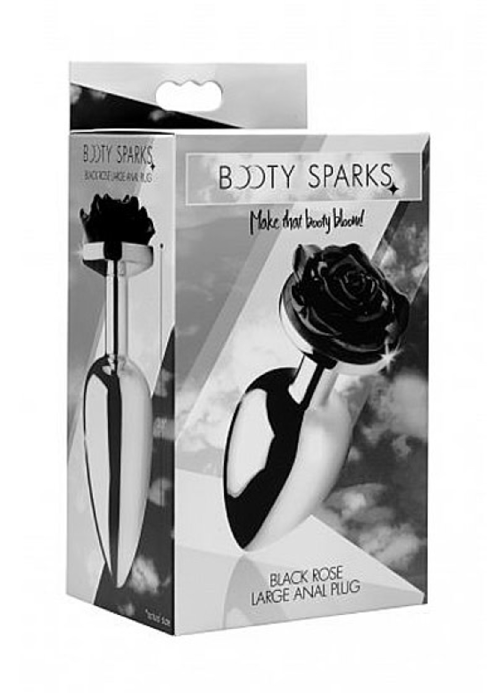 XR Brands Black rose butt plug large black