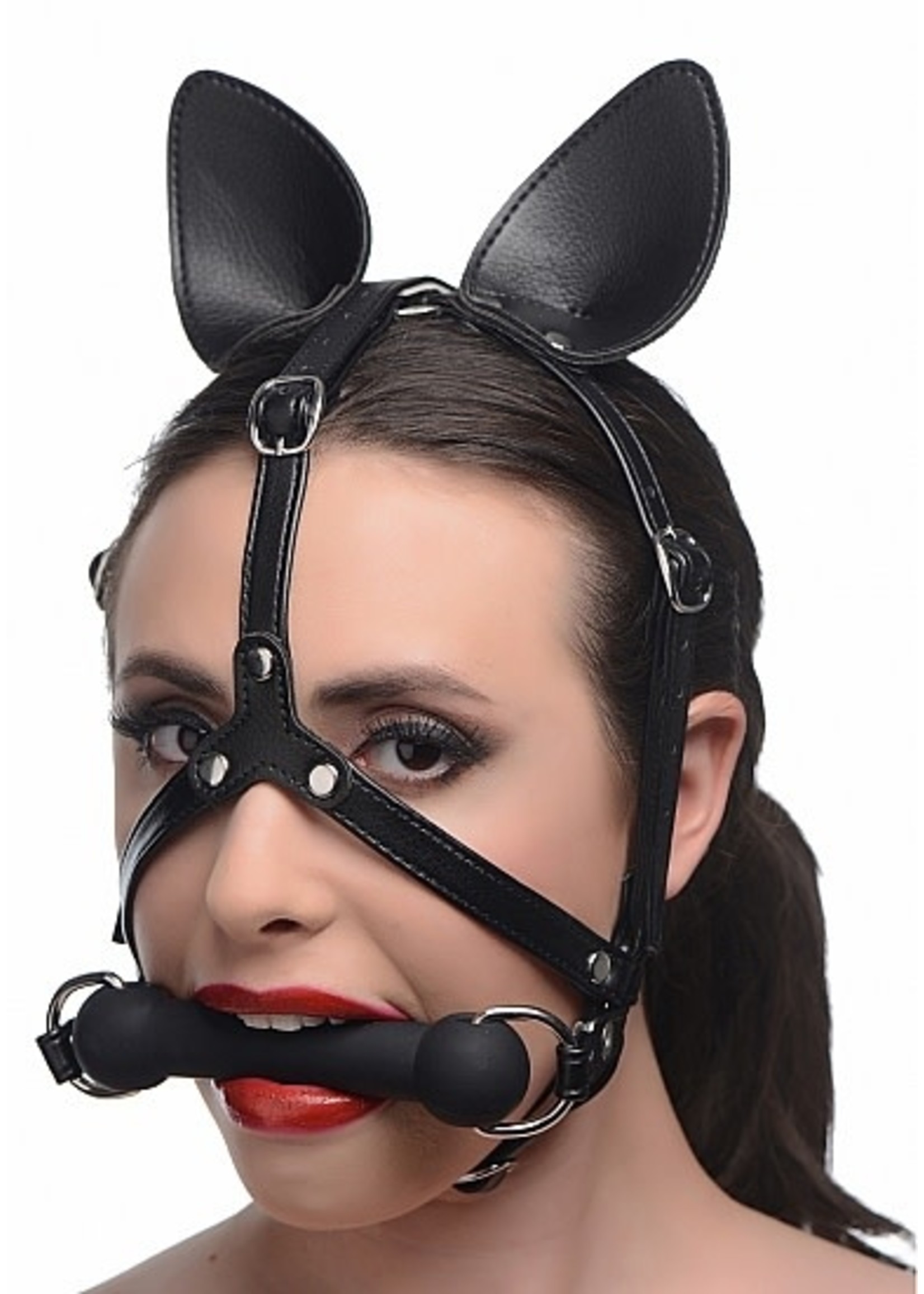 Master Series Dark horse pony head harness with silicone bit black