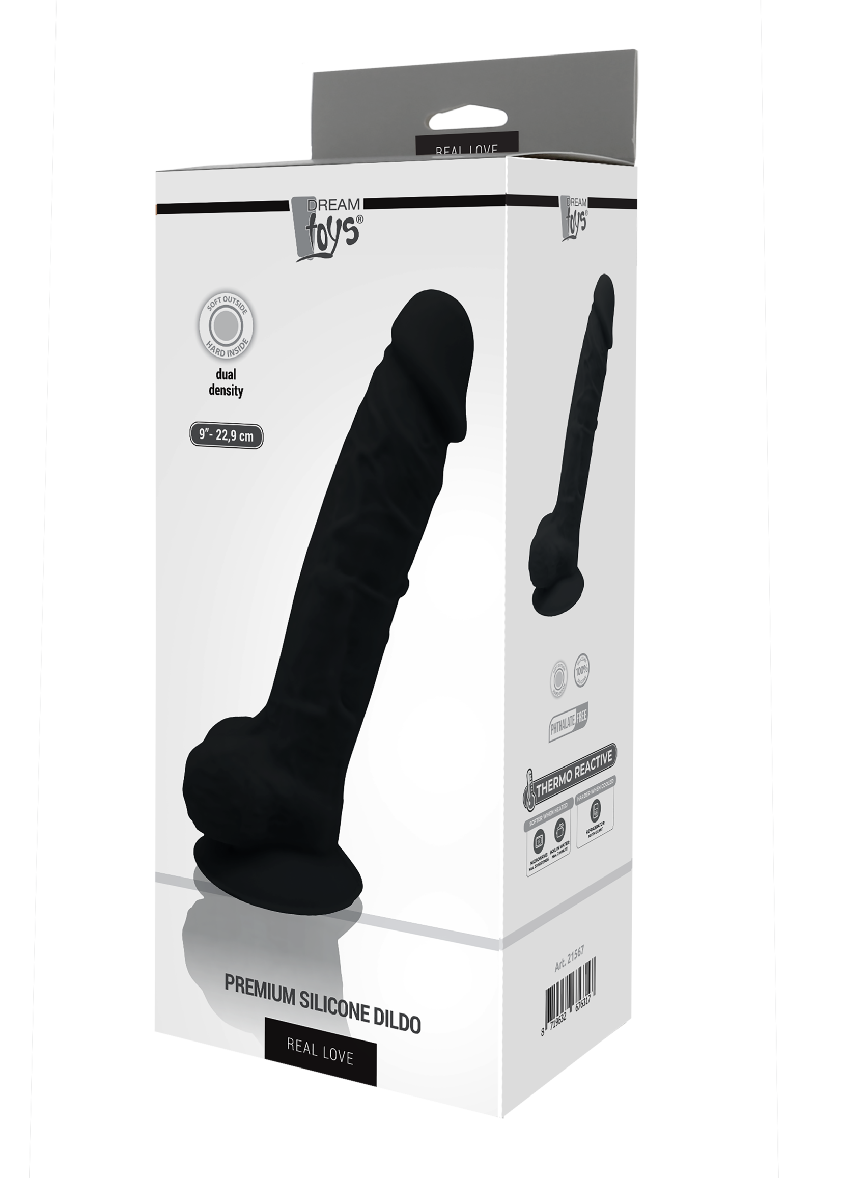 Dream Toys Real love dildo with balls 9" black