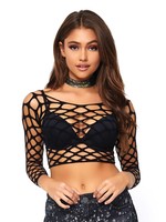 Leg Avenue Net long sleeved crop top - OneSize