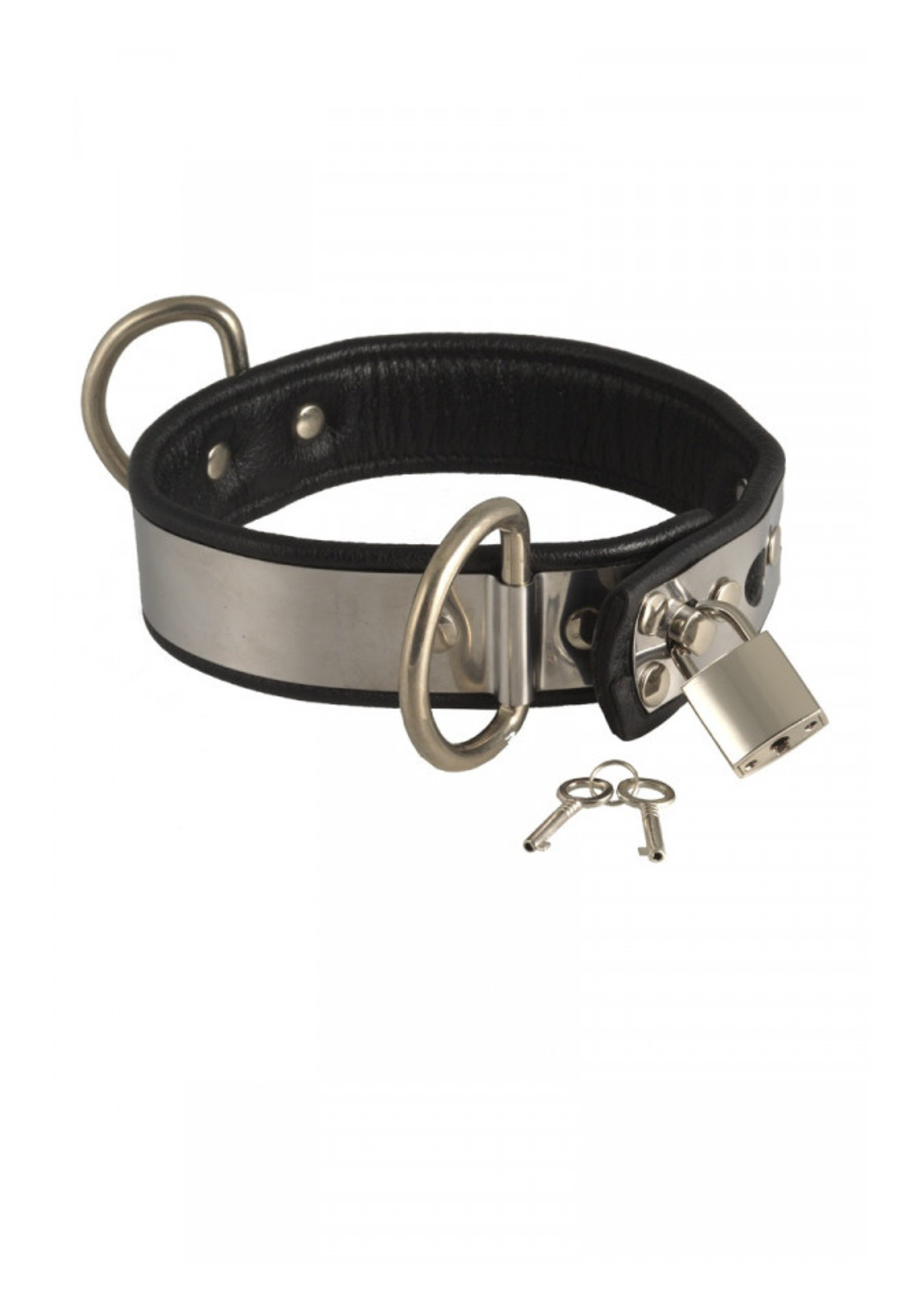 Rimba Leder halsband met metaal en hangslot