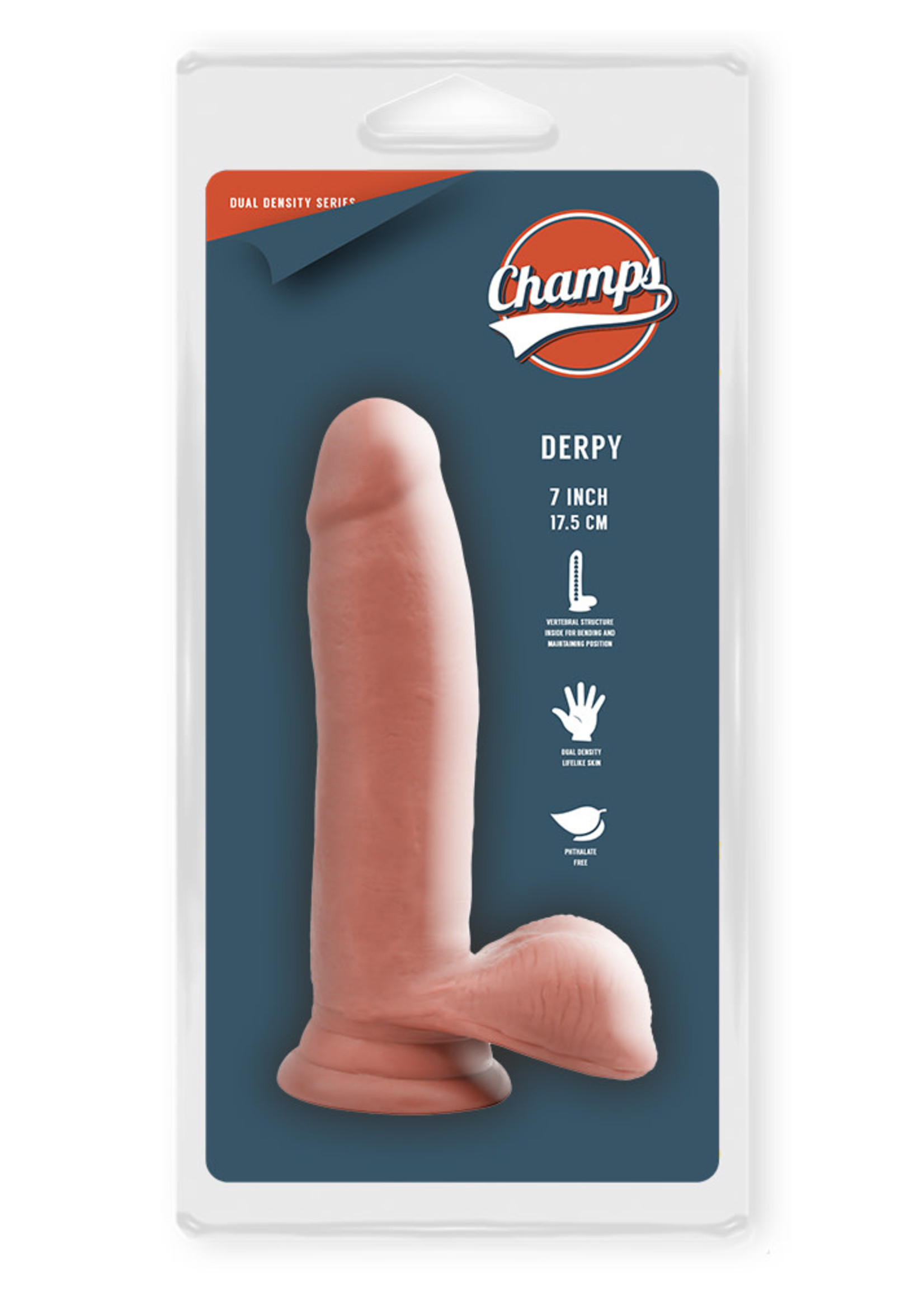 Champs Derpy dual density dildo 7 inch / 17.5 cm flesh