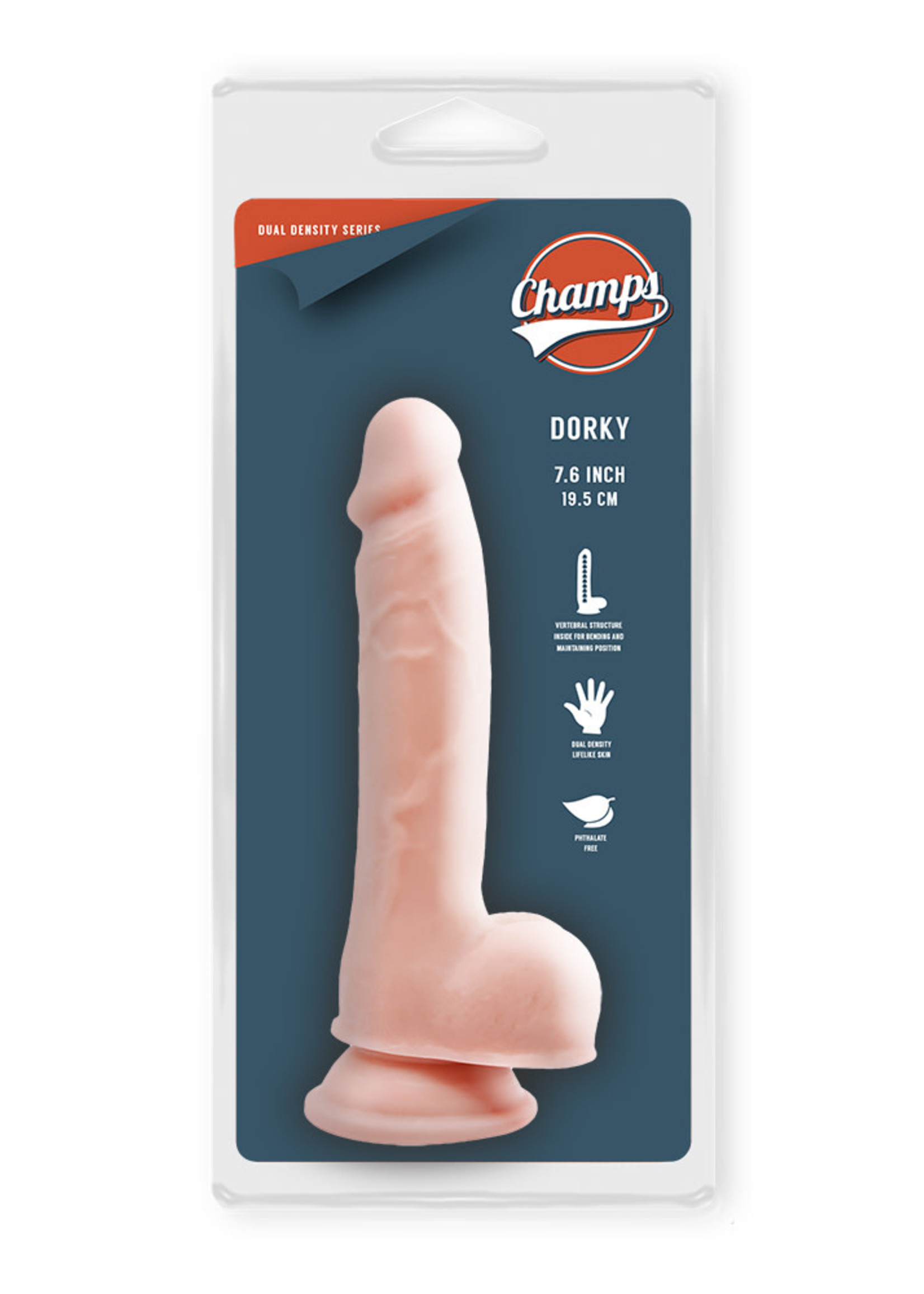 Champs Dorky dual density dildo 7.6 inch / 19.5 cm flesh