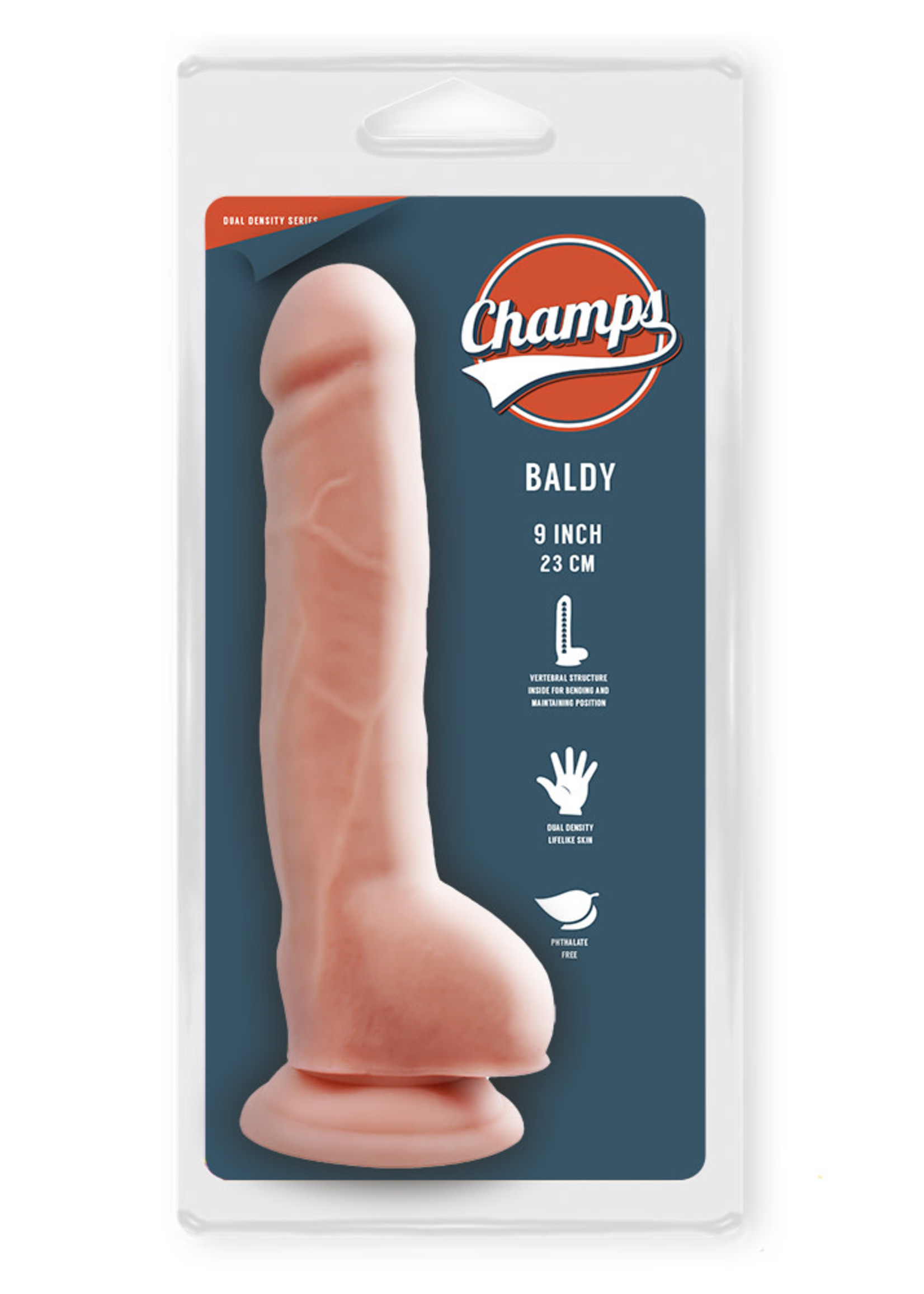 Champs Baldy dual density dildo 9 inch / 23 cm flesh