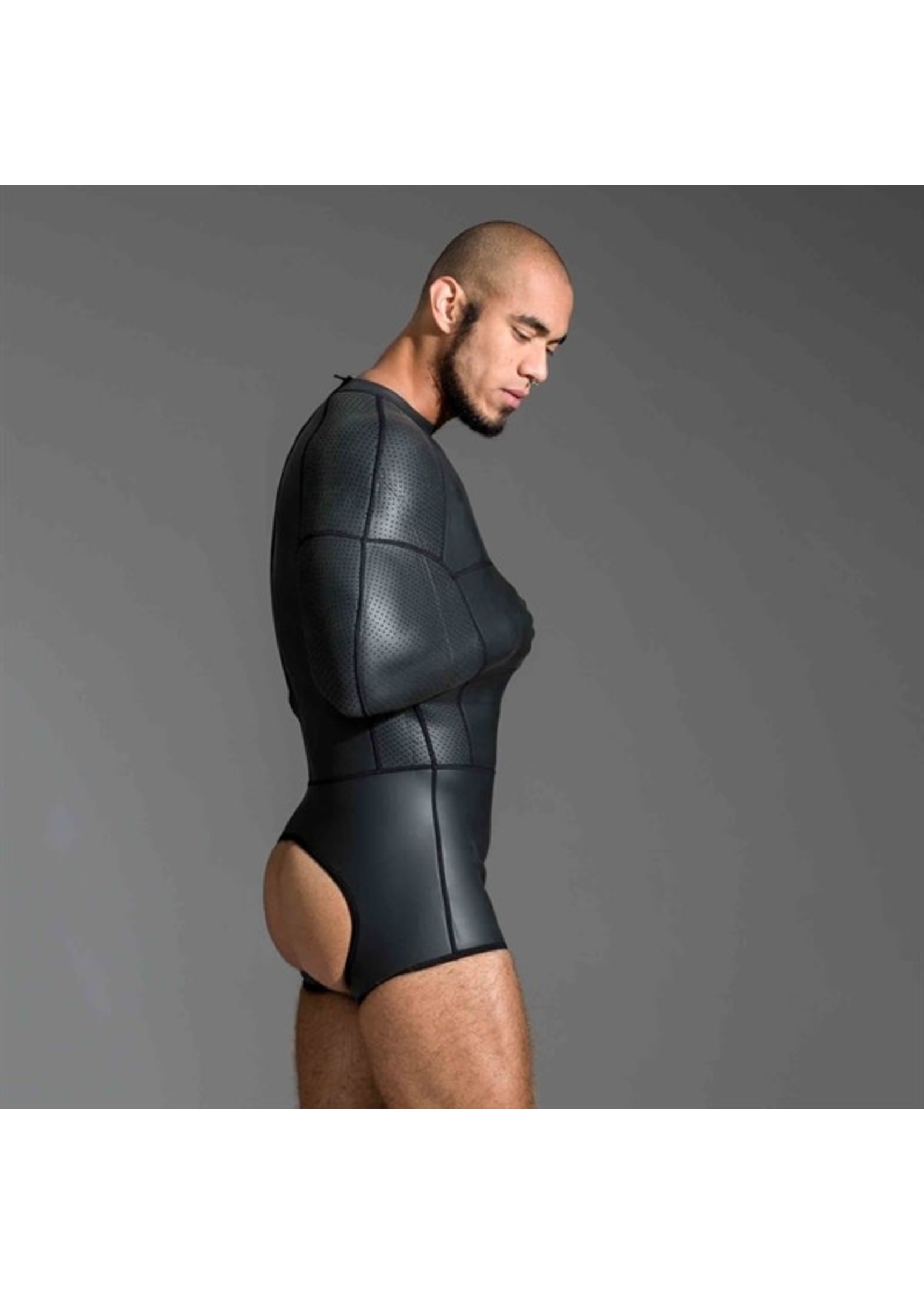 665 Leather Neoprene pod suit - black