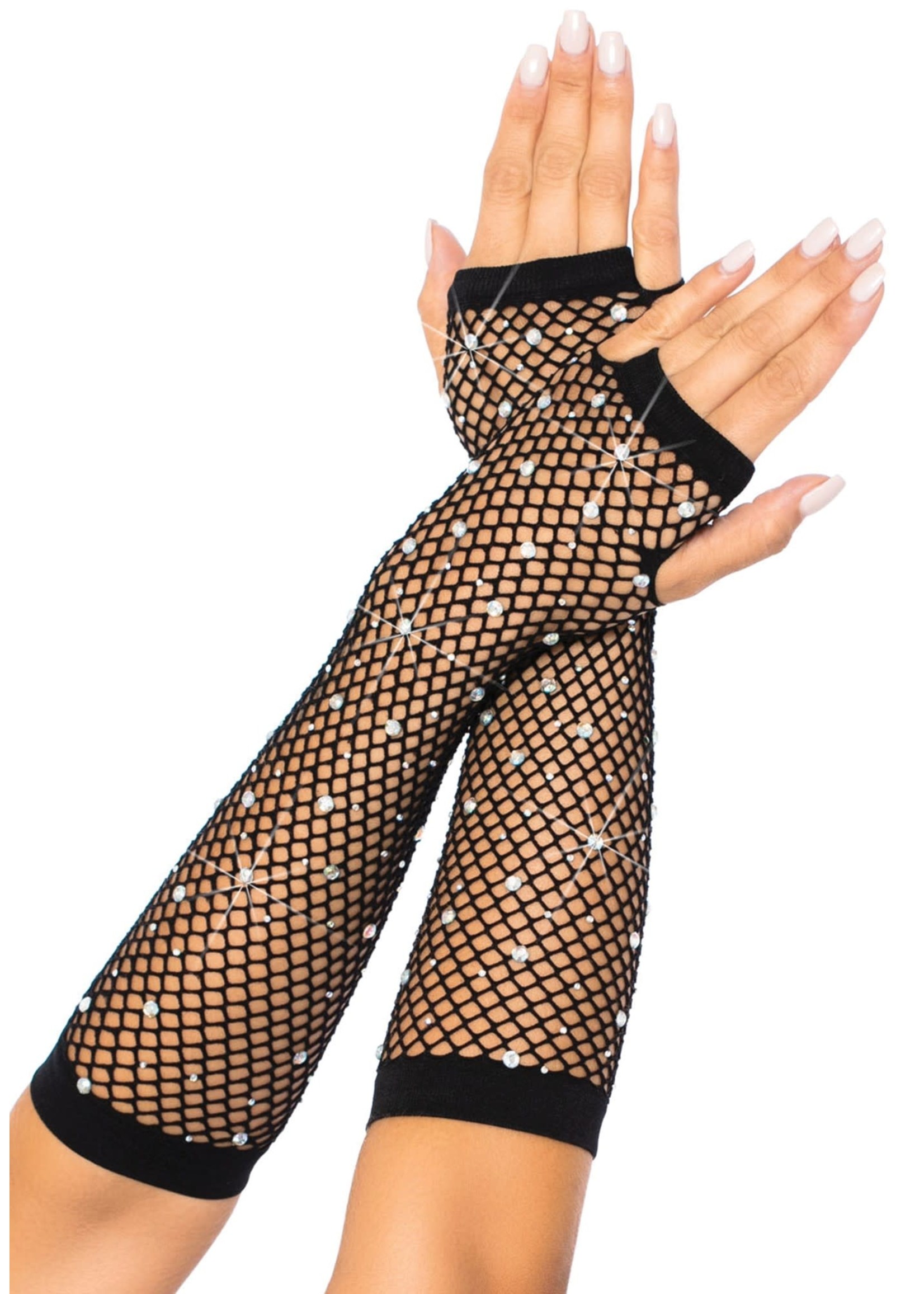 Leg Avenue Rhinestone net arm warmers - OneSize