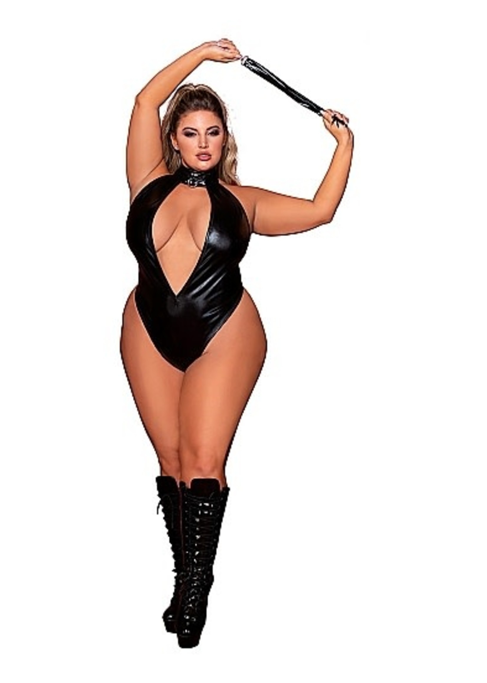 Dreamgirl Faux halter teddy - flogger - QueenSize