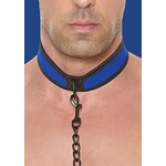 Ouch! Neopreen halsband met riem - blue