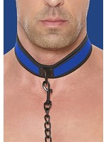 Ouch! Neopreen halsband met riem - blue