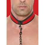 Ouch! Neopreen halsband met riem - red