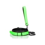 Ouch! Glow in the dark leather collar and leash