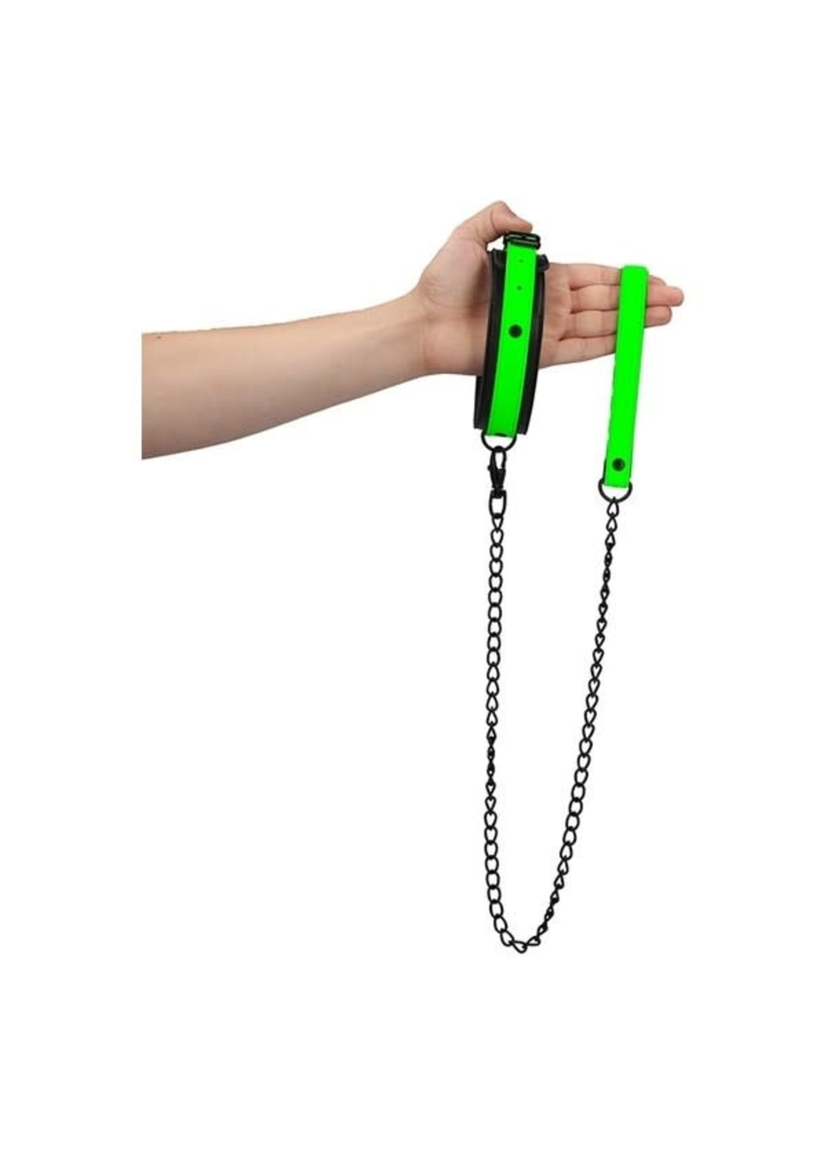 Ouch! Glow in the dark leather collar and leash