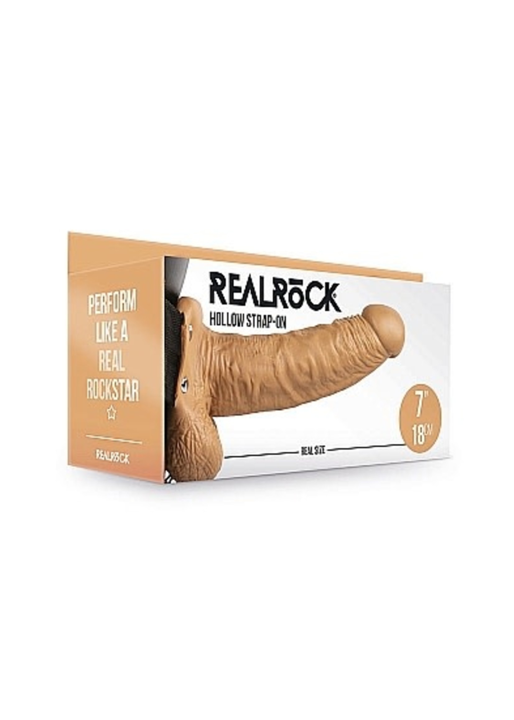 Realrock by Shots Holle strap-on met ballen - 18 cm