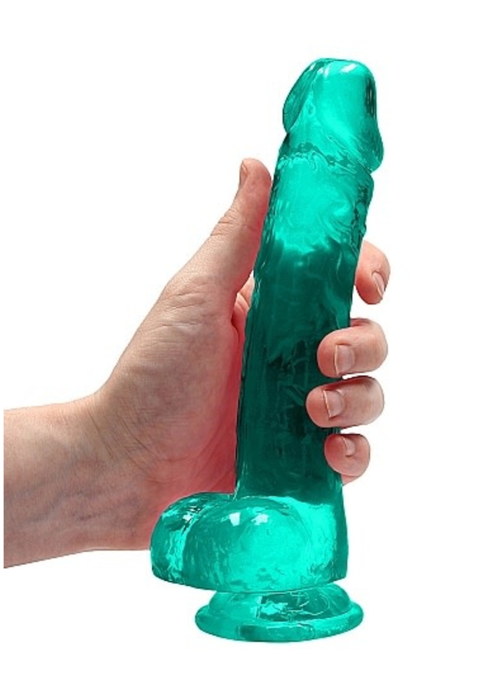 Realrock by Shots Realistic dildo with balls 8" turquoise