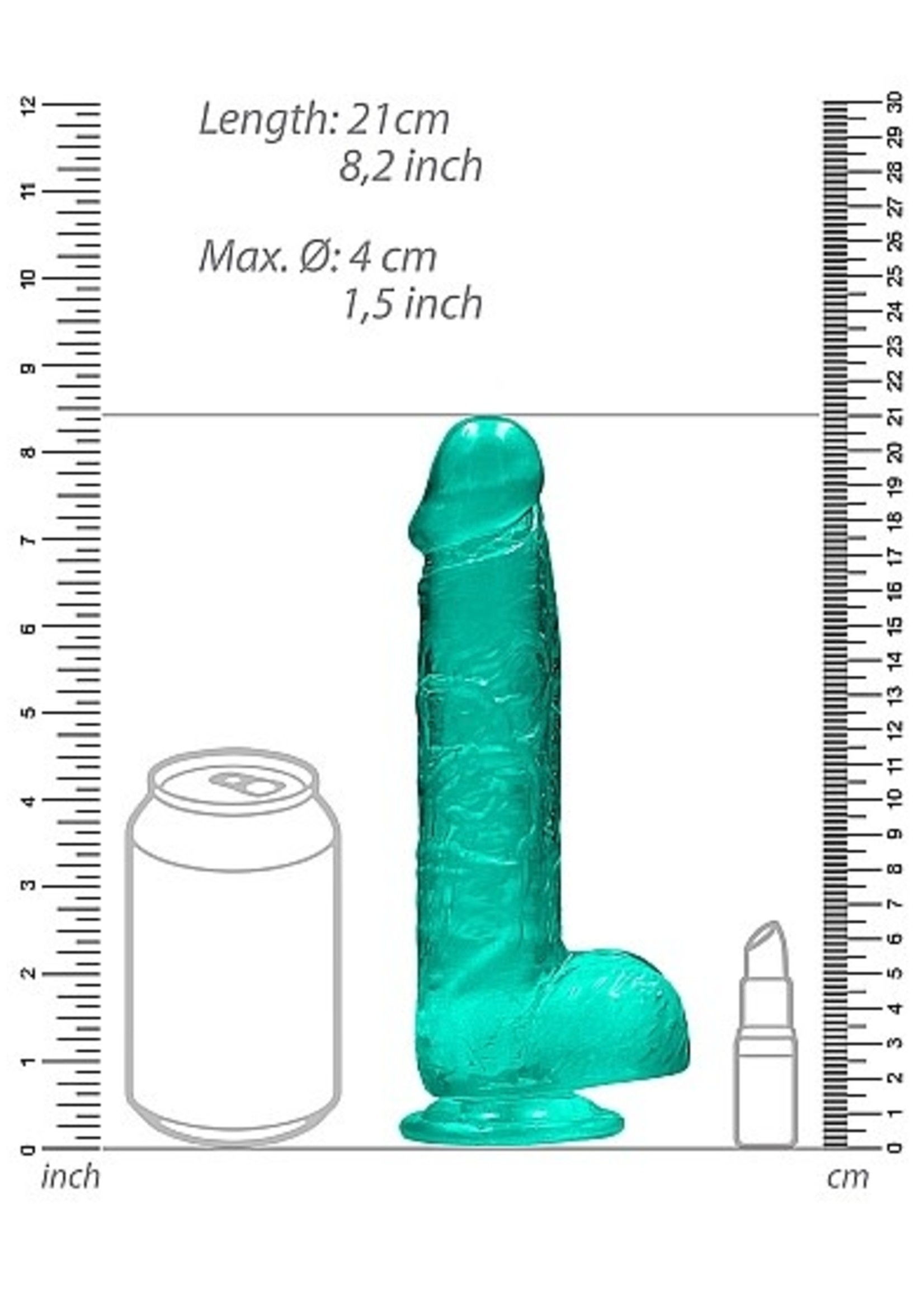 Realrock by Shots Realistic dildo with balls 8" turquoise