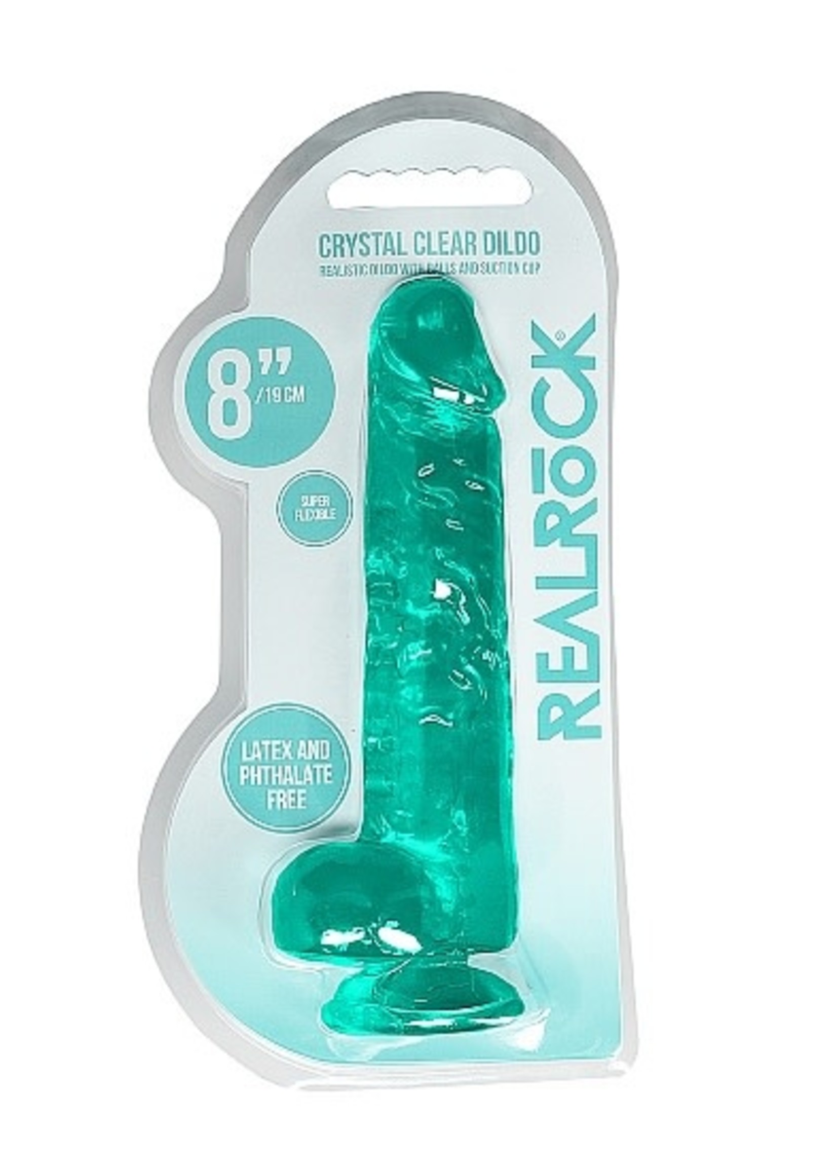 Realrock by Shots Realistic dildo with balls 8" turquoise
