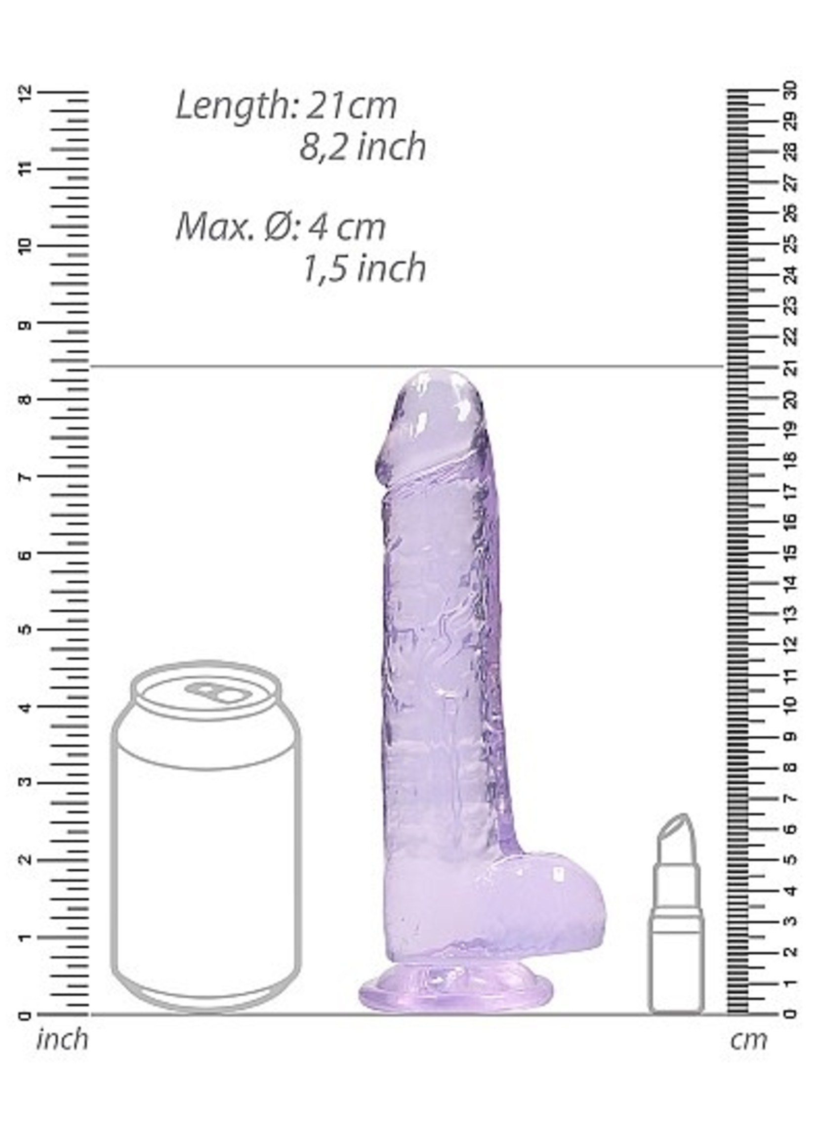 Realrock by Shots Realistic dildo with balls 8" purple