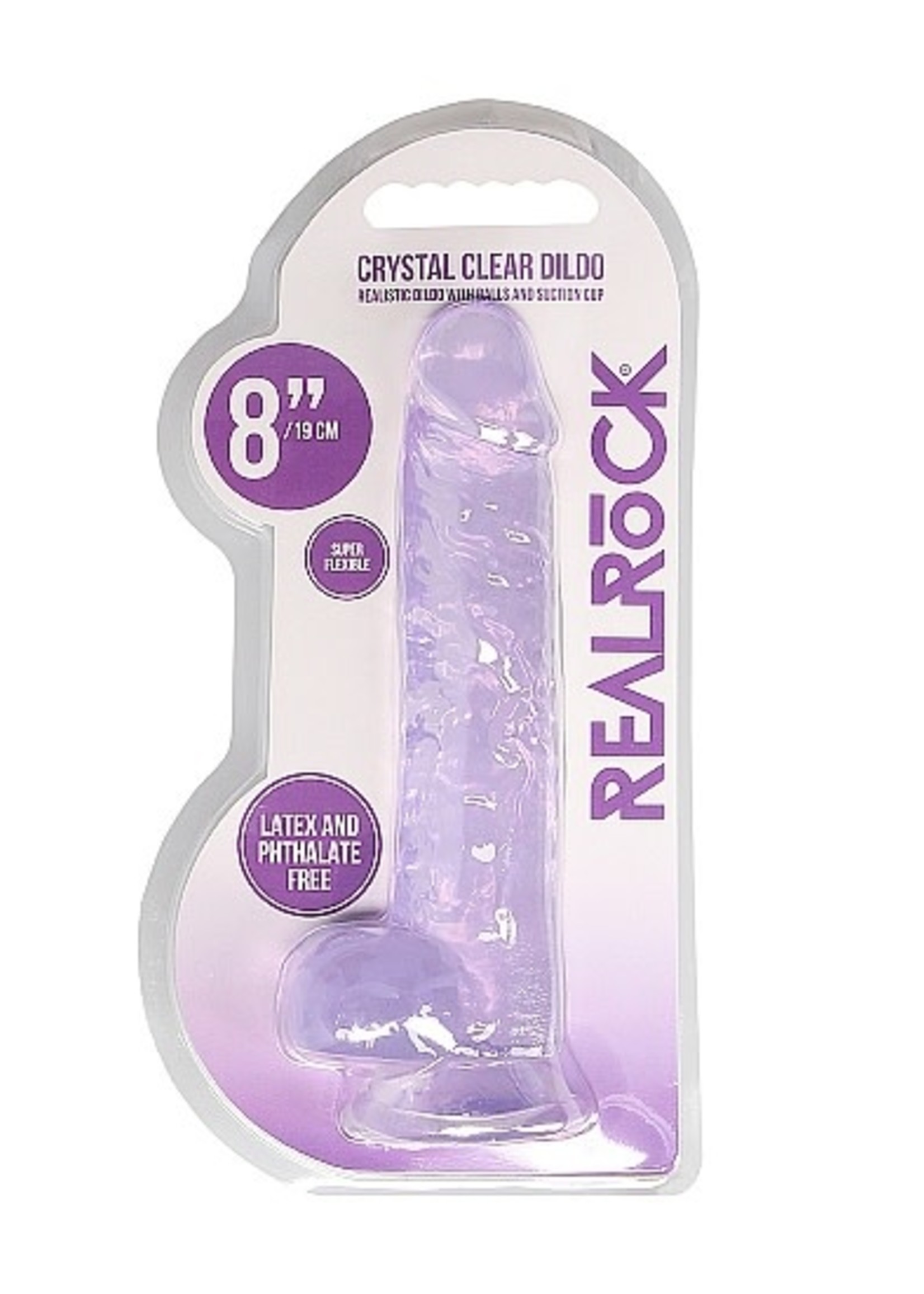 Realrock by Shots Realistic dildo with balls 8" purple