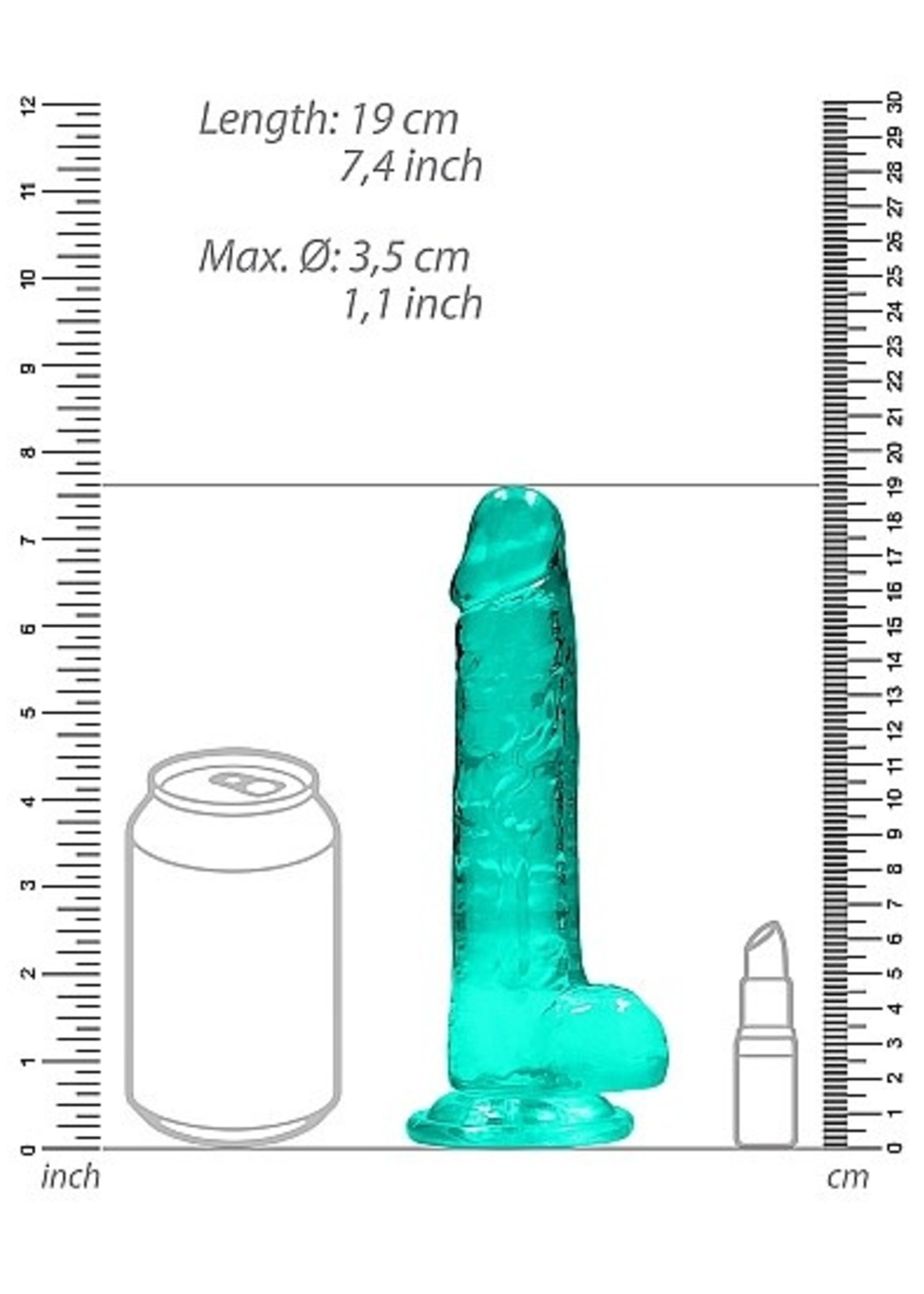 Realrock by Shots Realistic dildo with balls 7" turquoise