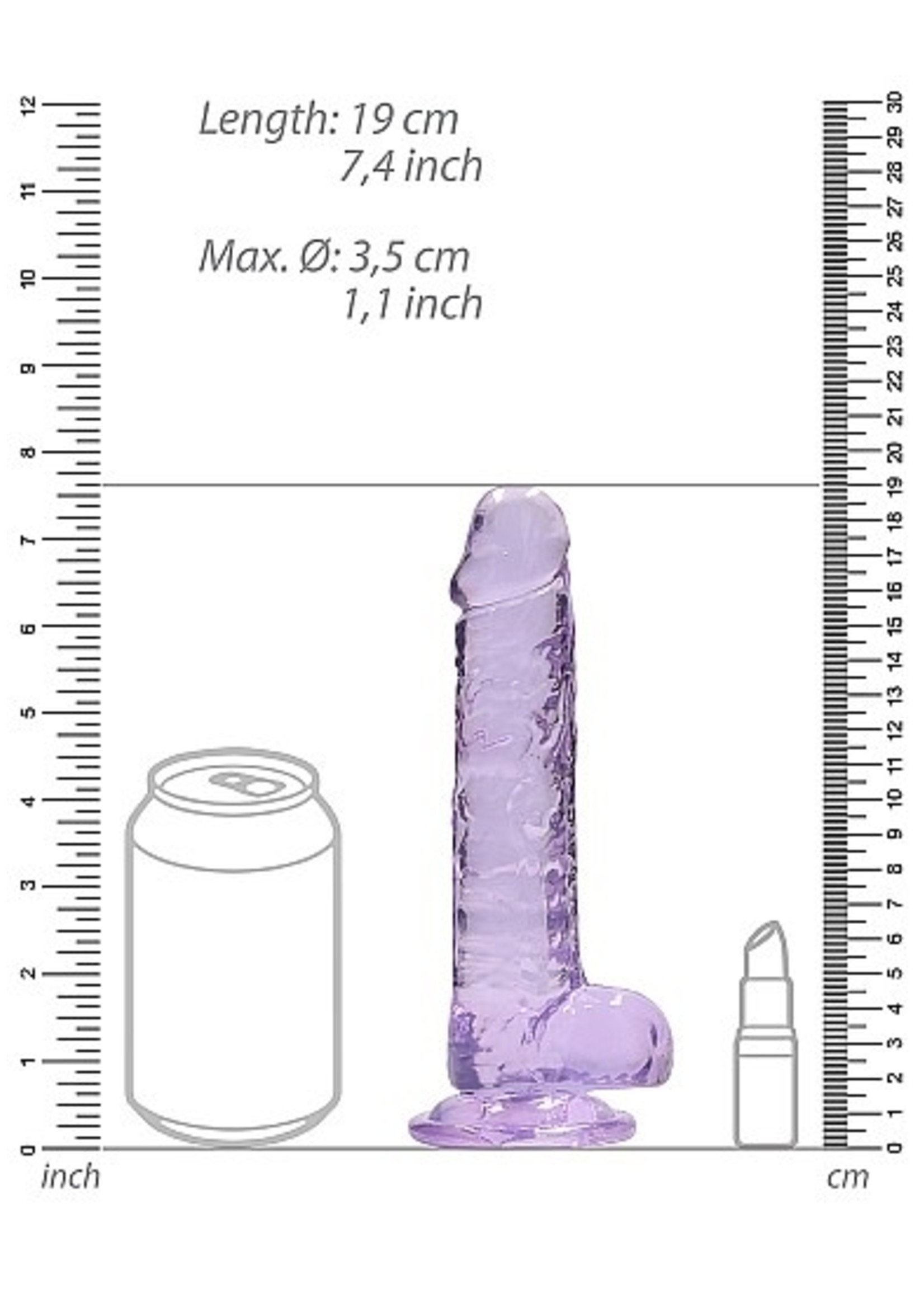 Realrock by Shots Realistic dildo with balls 7" purple