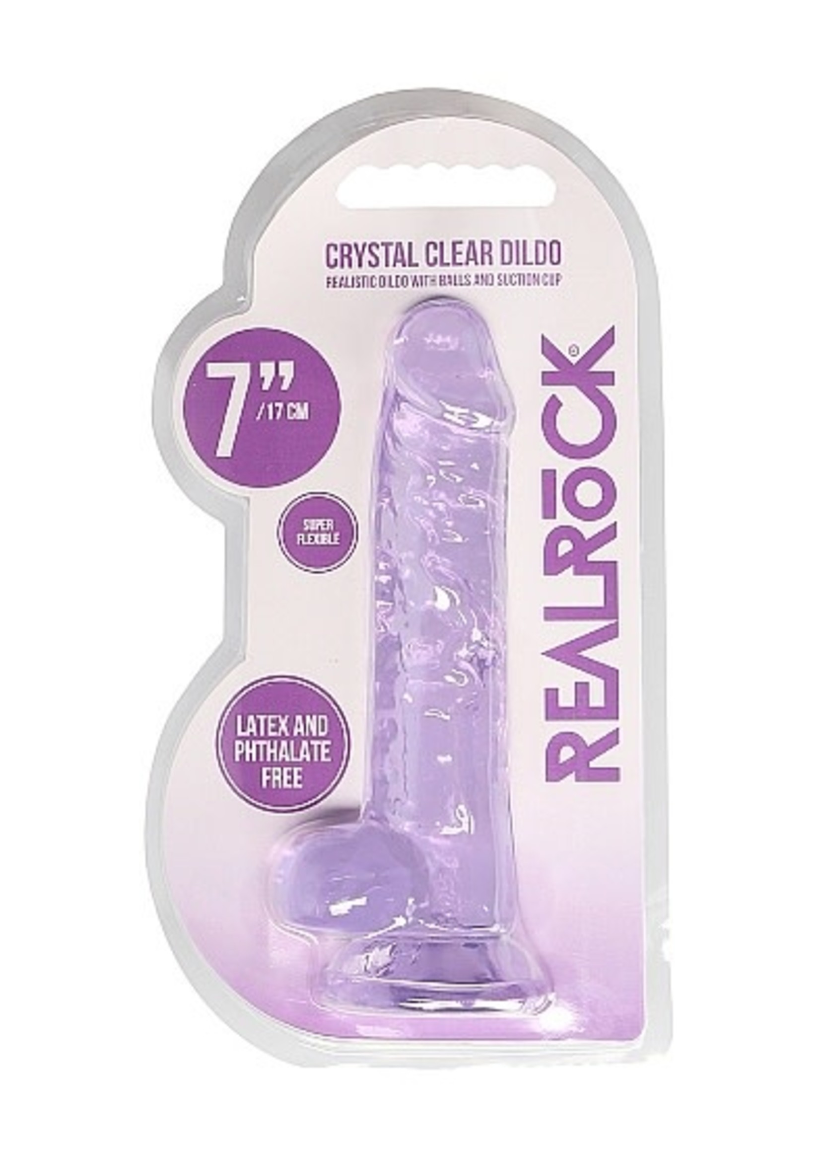 Realrock by Shots Realistic dildo with balls 7" purple