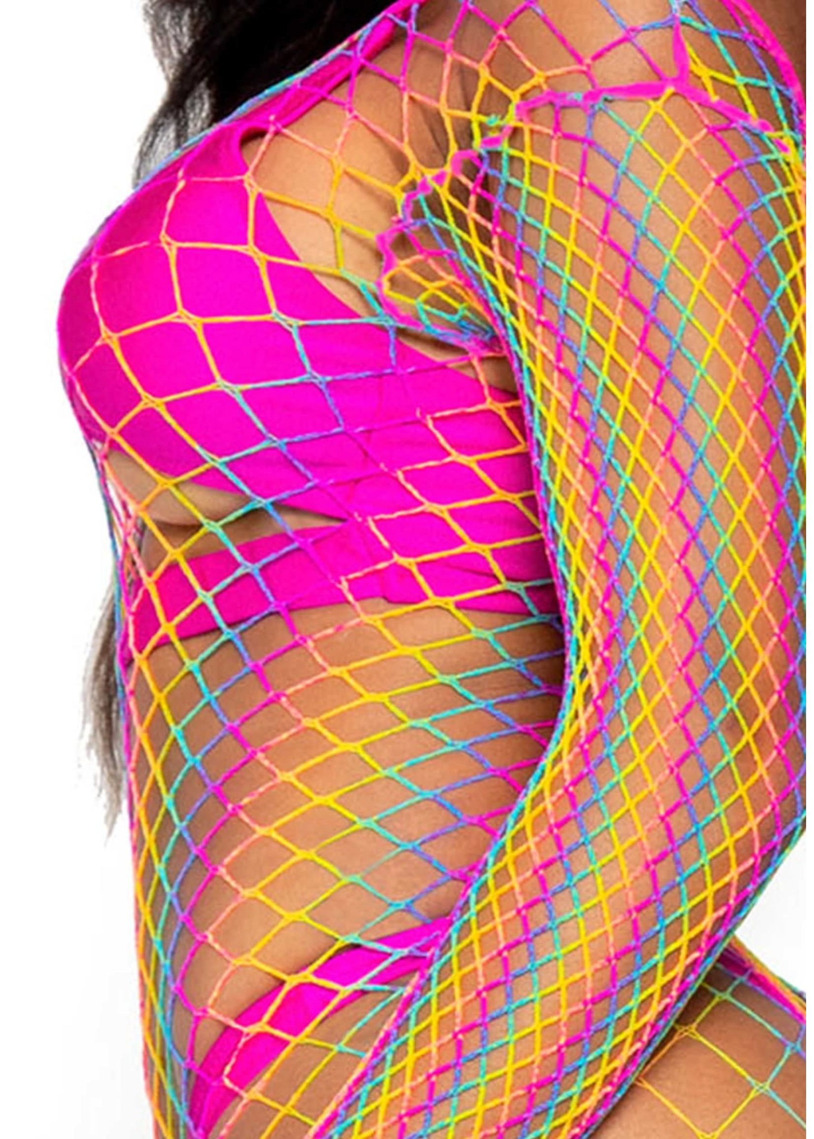 Leg Avenue Rainbow mini dress long sleeved  - OneSize