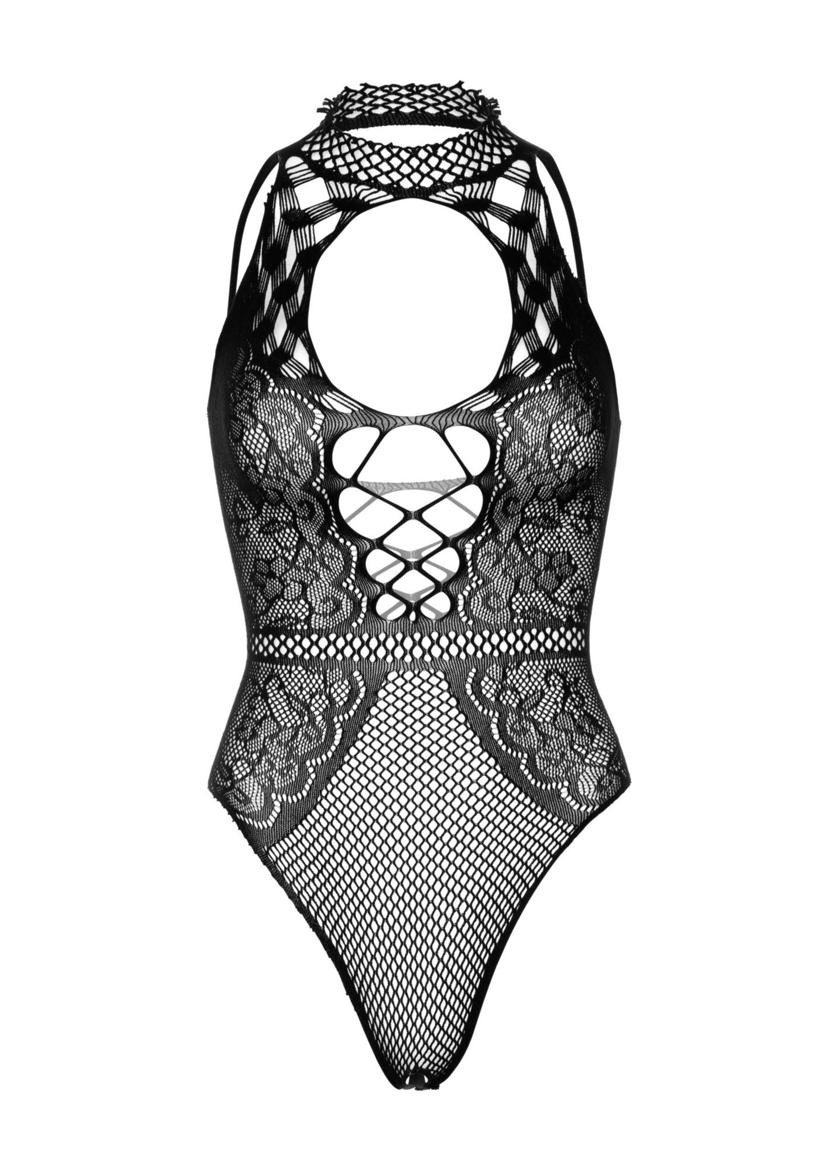 Leg Avenue Net and lace keyhole bodysuit - OneSize