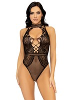 Leg Avenue Net and lace keyhole bodysuit - OneSize