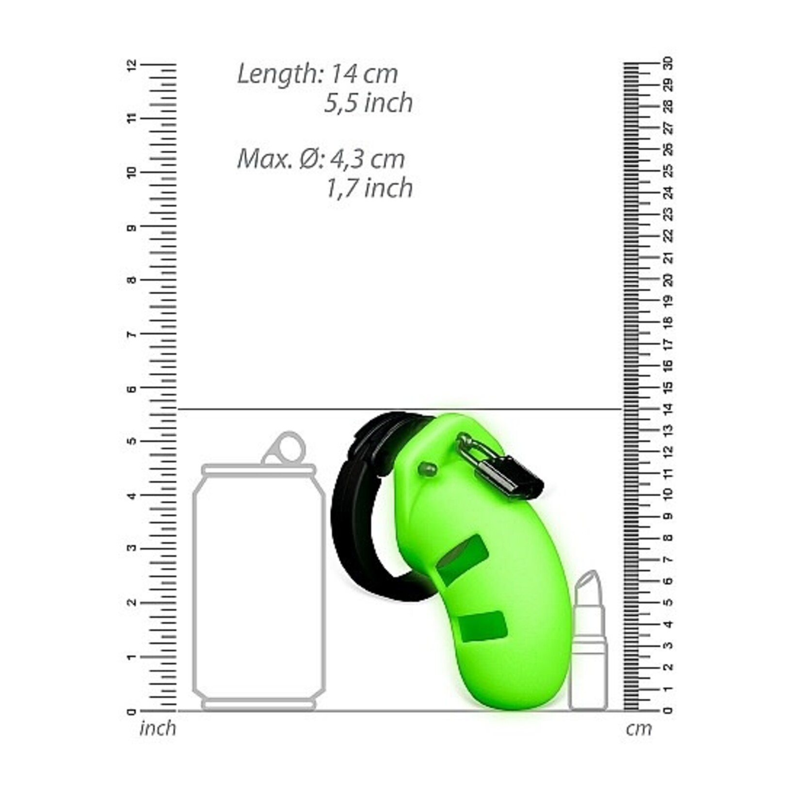 Ouch! Model 20 chastity cage 9 cm Glow in the Dark