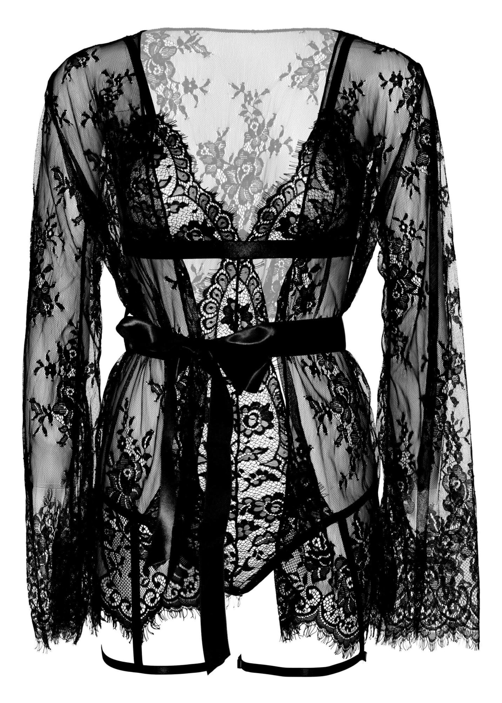 Leg Avenue Teddy, lace robe & ribbon tie