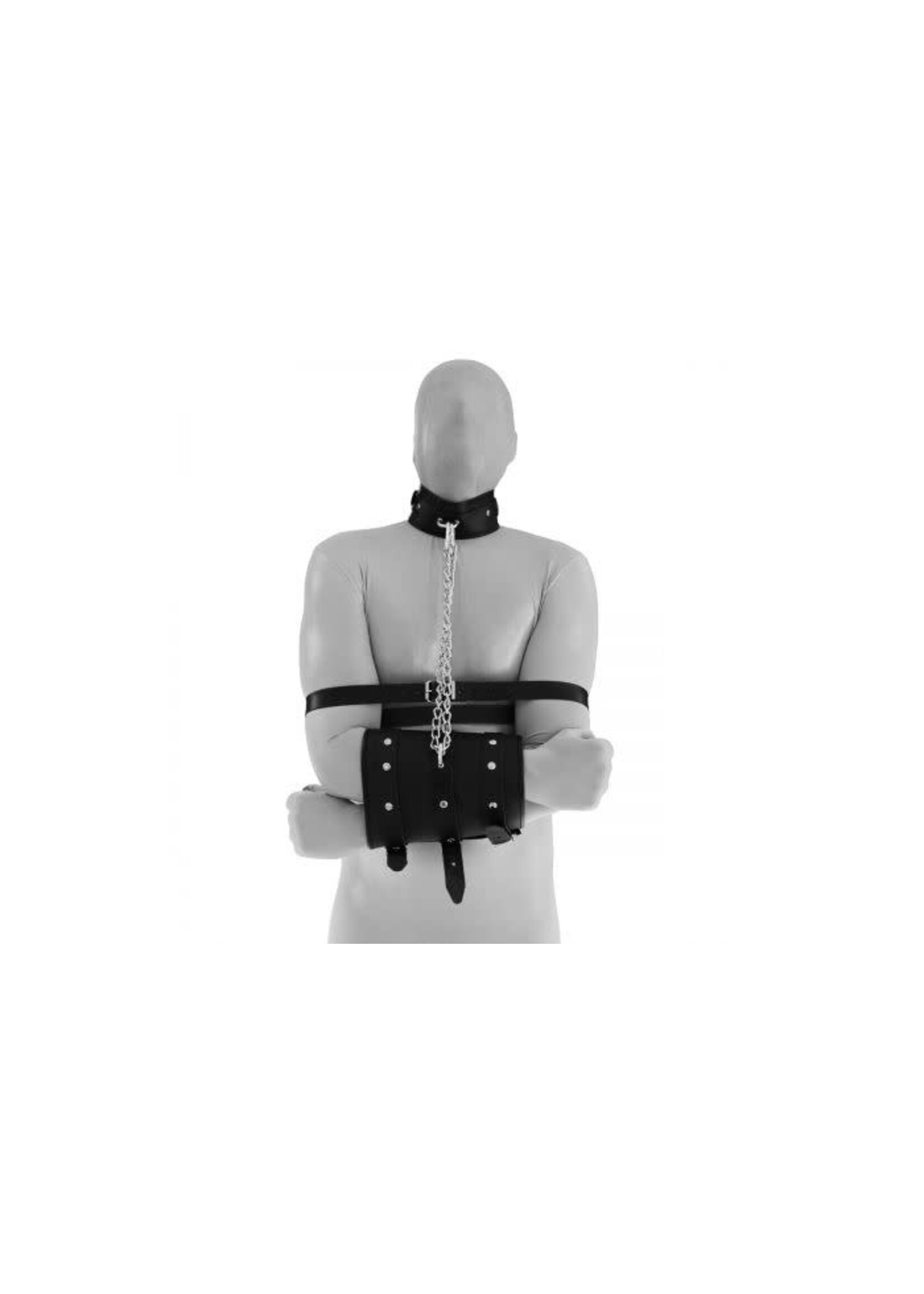 Kiotos Leren handboeien dubbel met halsband en ketting