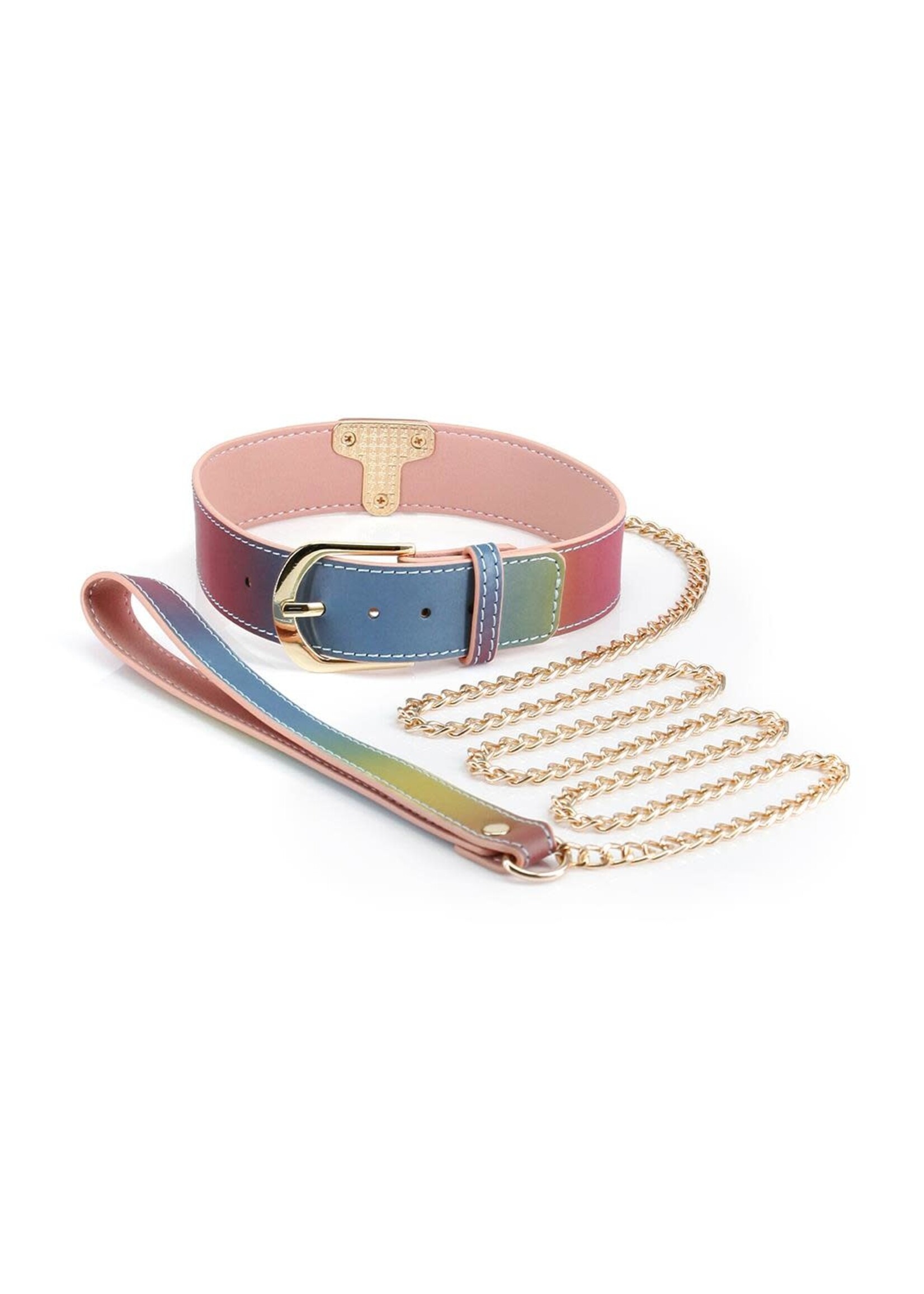 NS Novelties Spectra bondage collar & leash rainbow