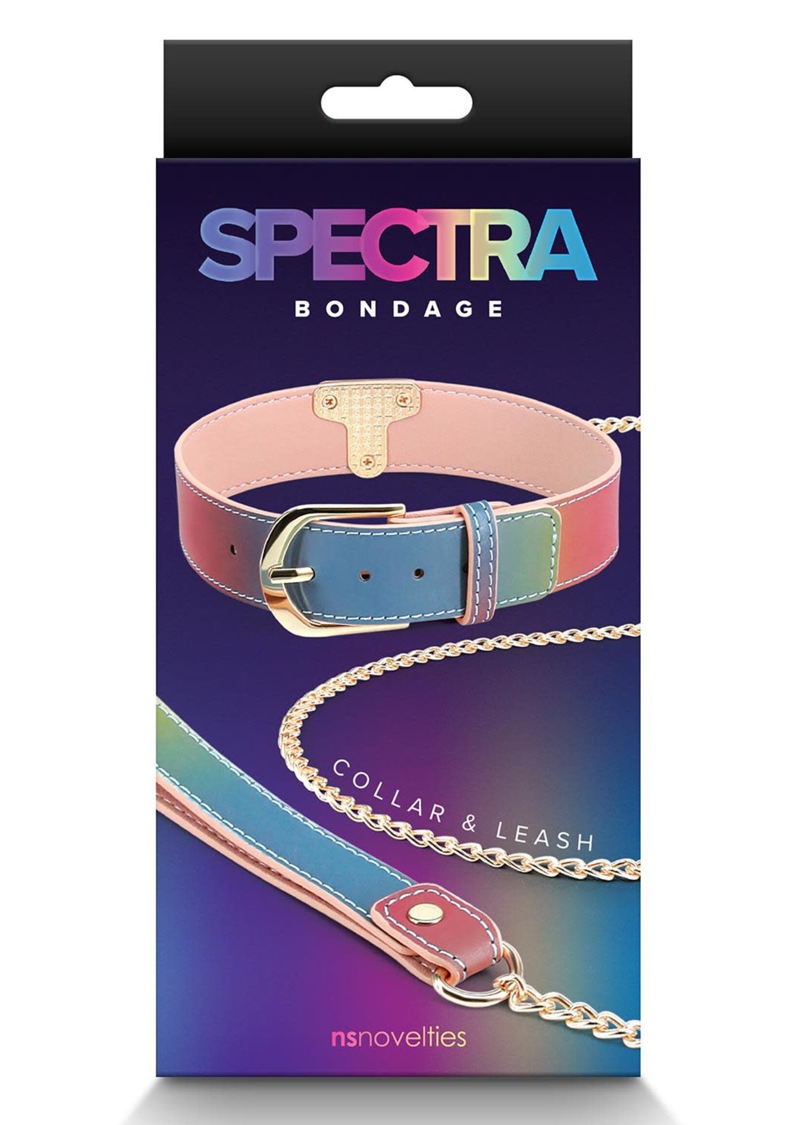 NS Novelties Spectra bondage collar & leash rainbow