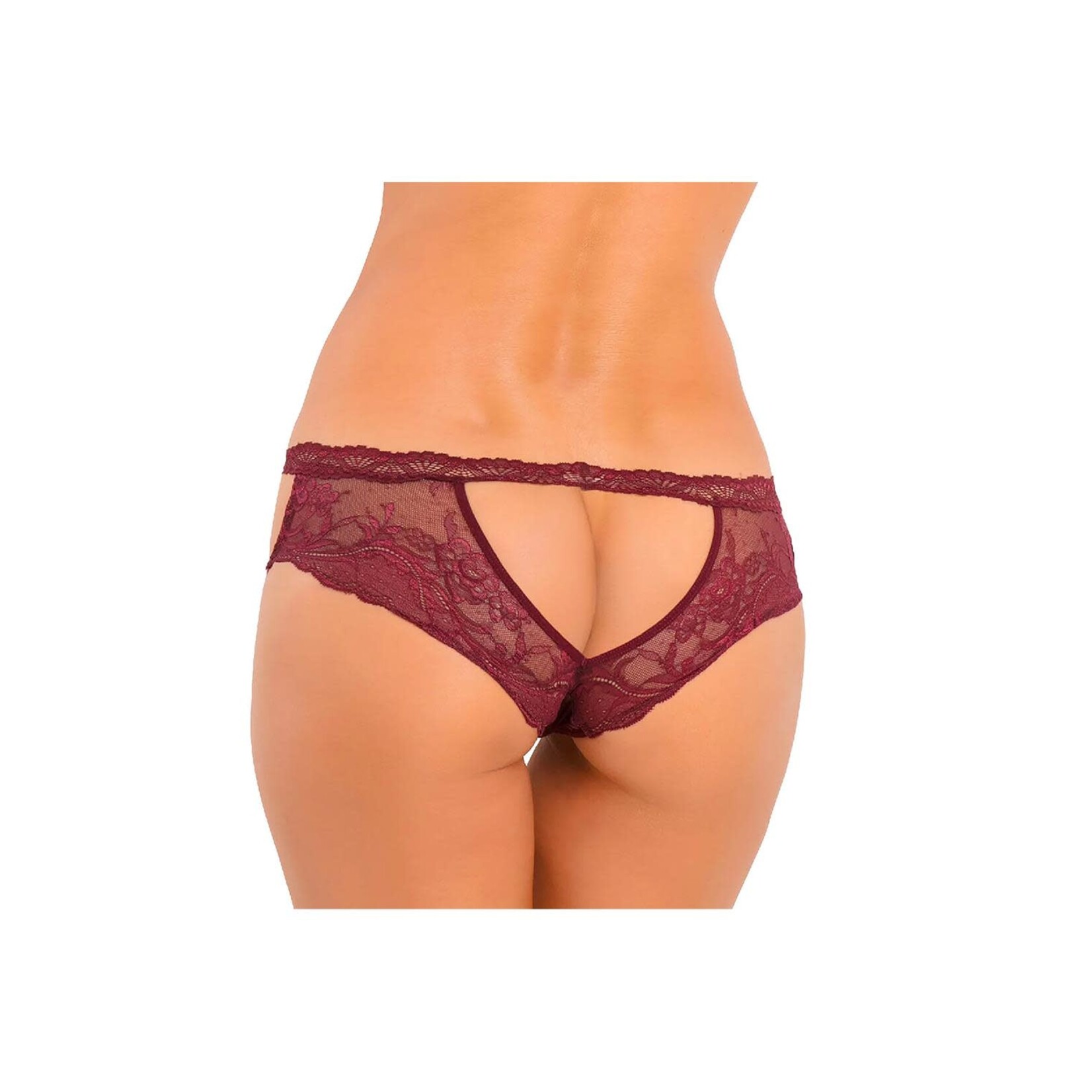 Penthouse Dive deep open back panty burgundy - S/M